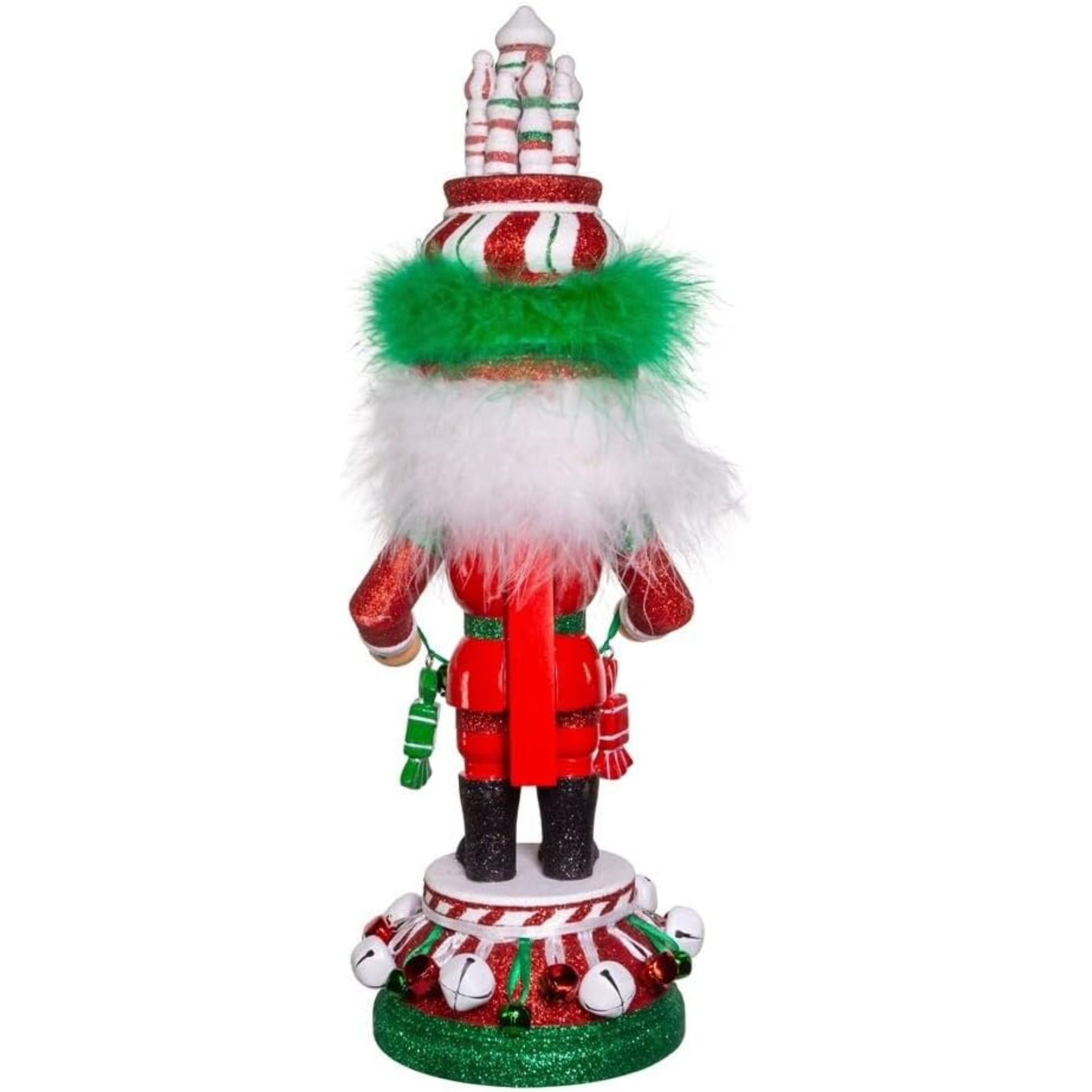 Kurt Adler Hollywood Wooden Nutcracker Collection, Red, White & Green Candy Tower Hat, 15"