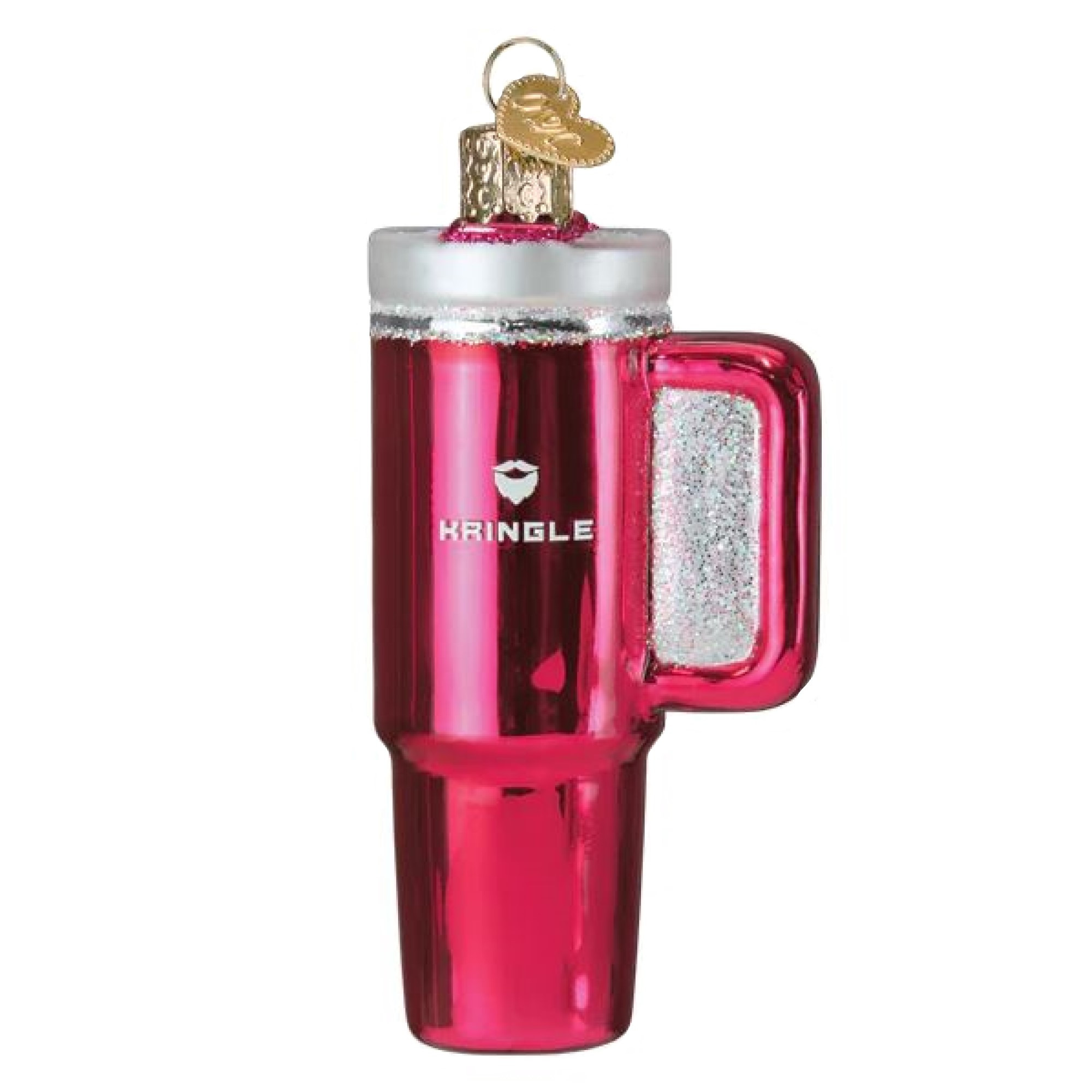 Old World Christmas Blown Glass Ornament for Christmas Tree, Pink Kringle Cup