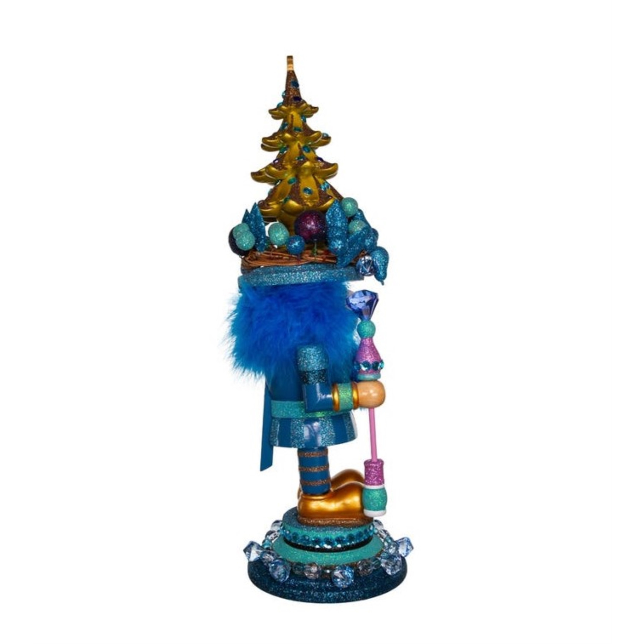 Kurt Adler Hollywood Wooden Nutcracker Collection, Blue with Tree, 18"