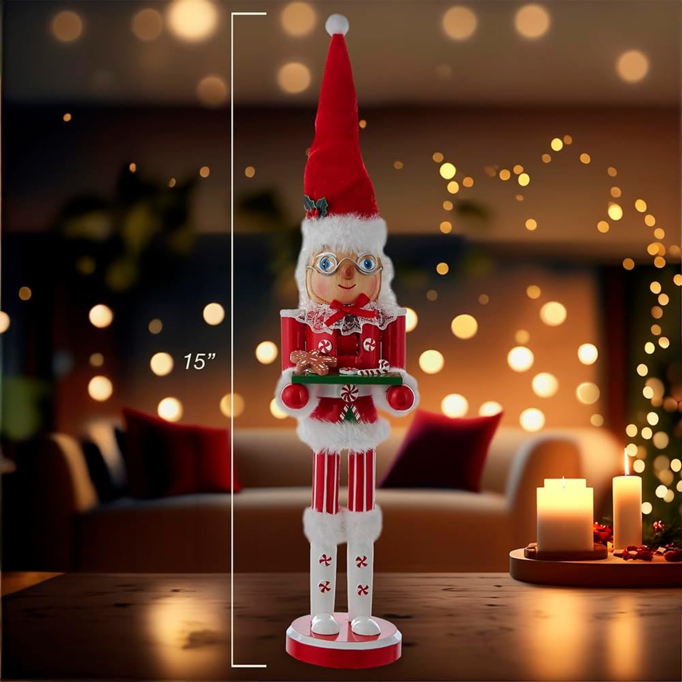 Kurt Adler Wooden Nutcrackers, Mrs. Claus, 15"