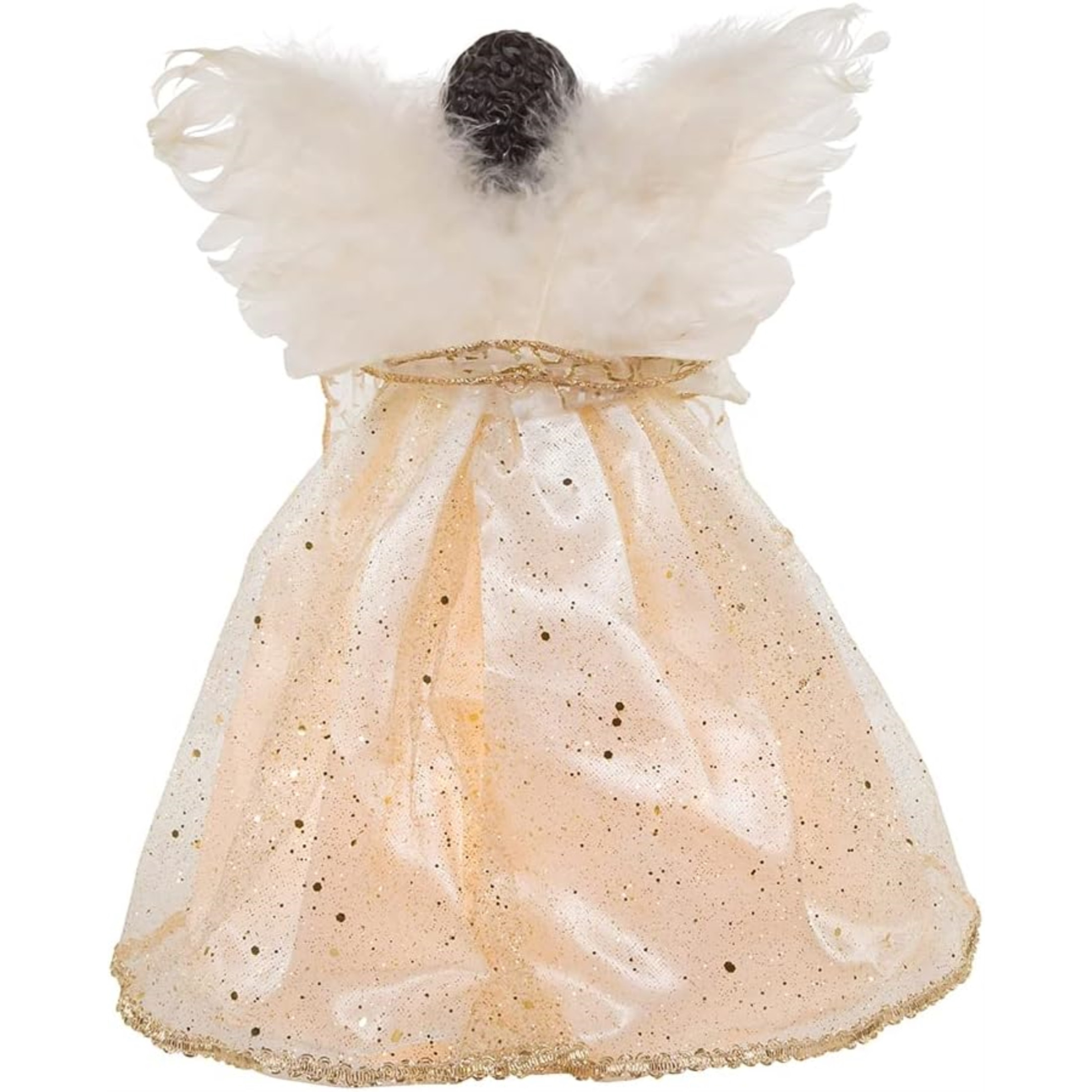 Kurt Adler Lighted Christmas Tree Treetop, 10-Lights, African American Angel, Ivory & Gold, 12"