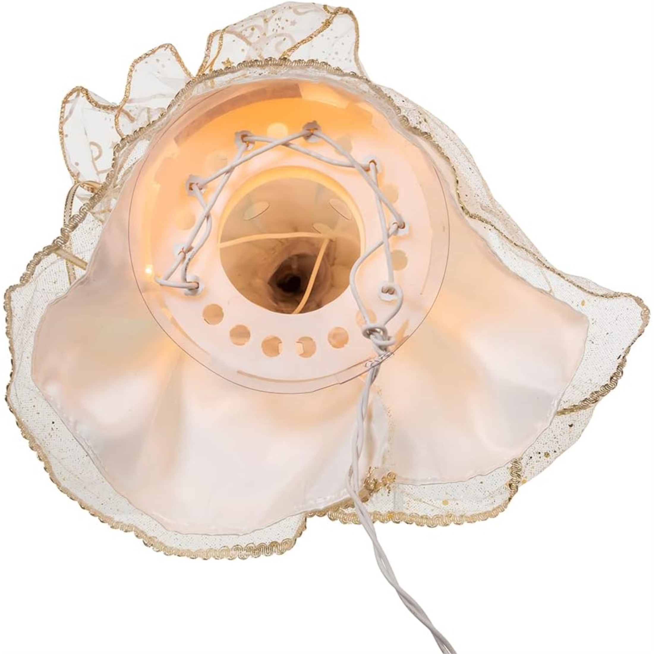Kurt Adler Lighted Christmas Tree Treetop, 10-Lights, African American Angel, Ivory & Gold, 12"