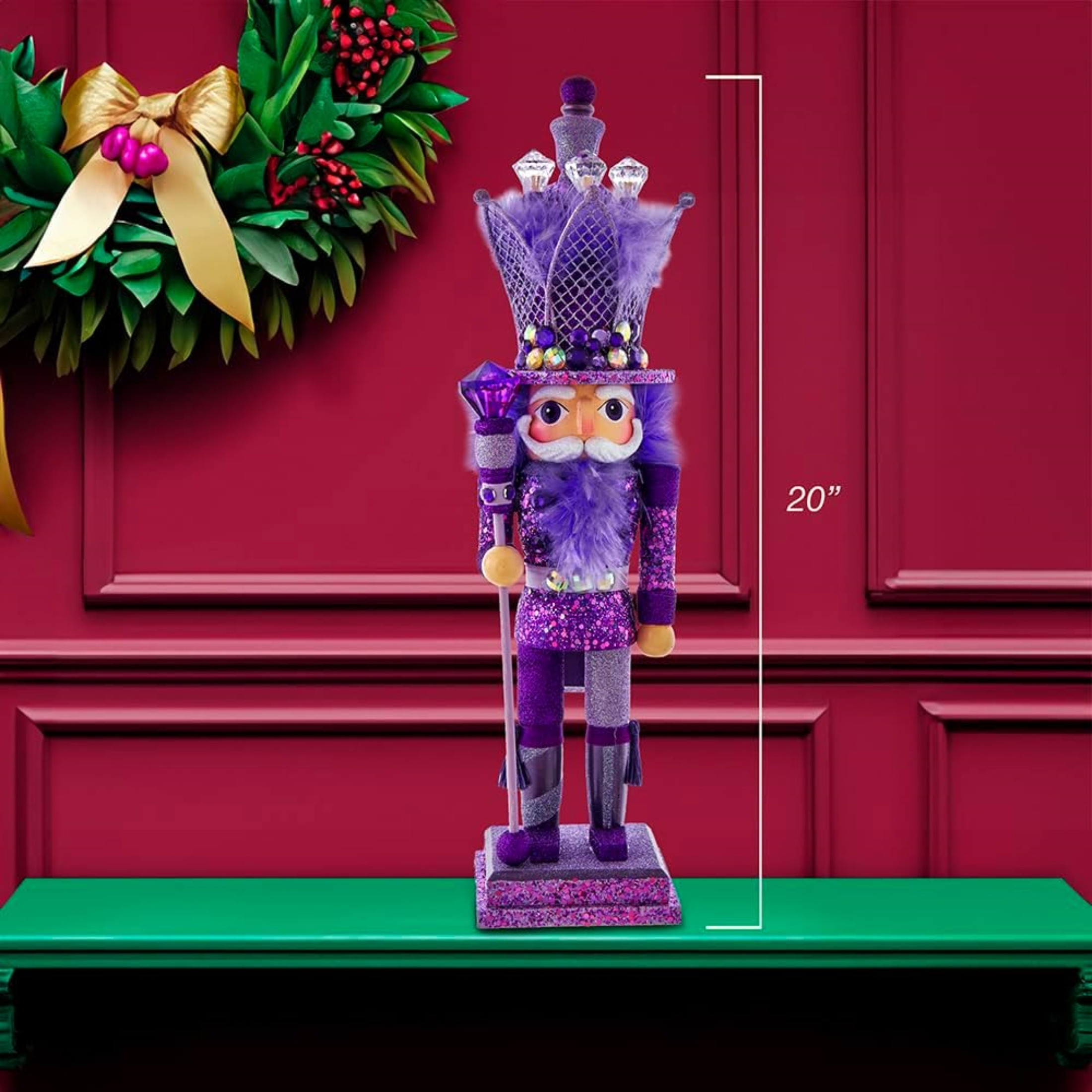 Kurt Adler Hollywood Wooden Nutcracker Collection, Purple King, 16"