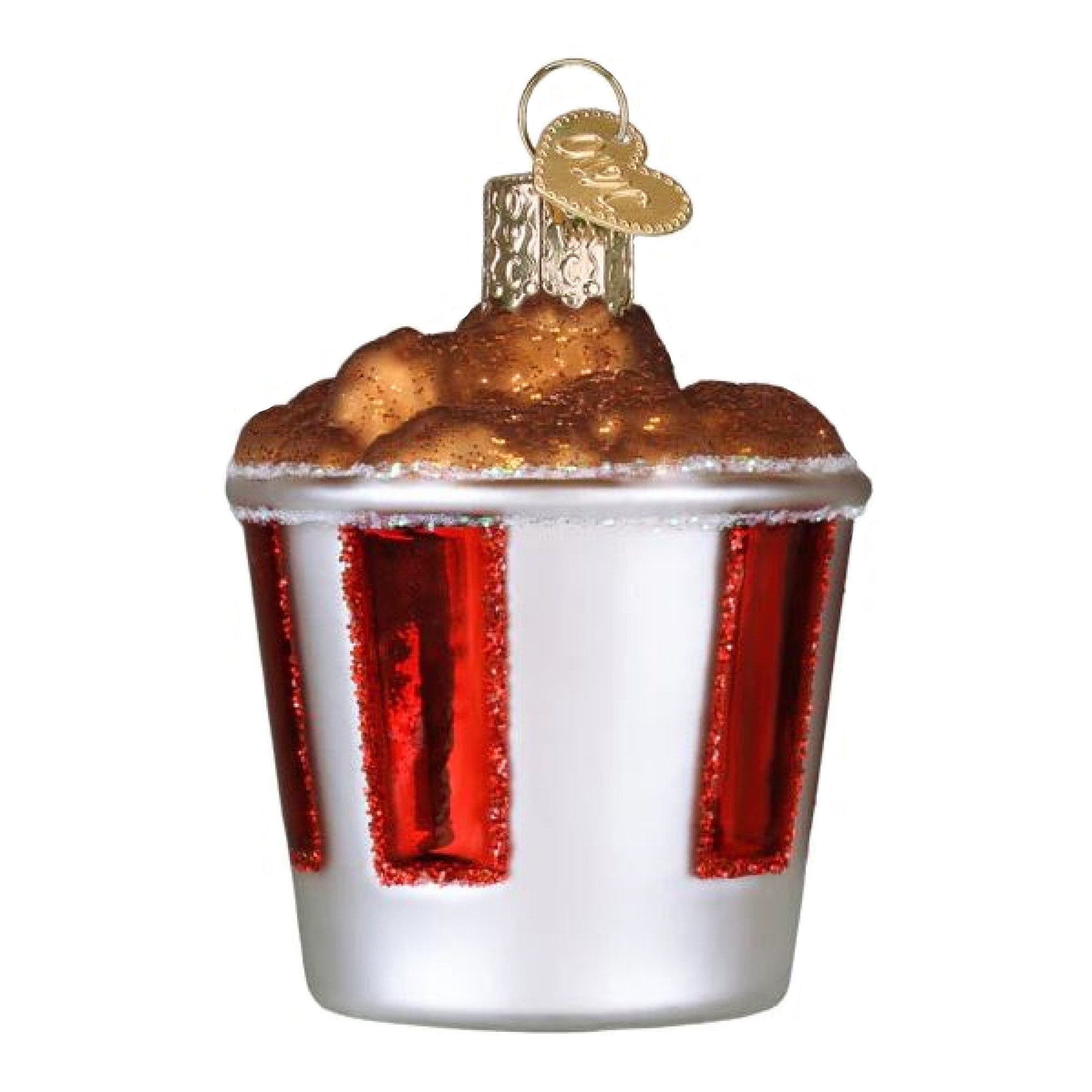 Old World Christmas Blown Glass Ornament for Christmas Tree, KFC Bucket of Chicken