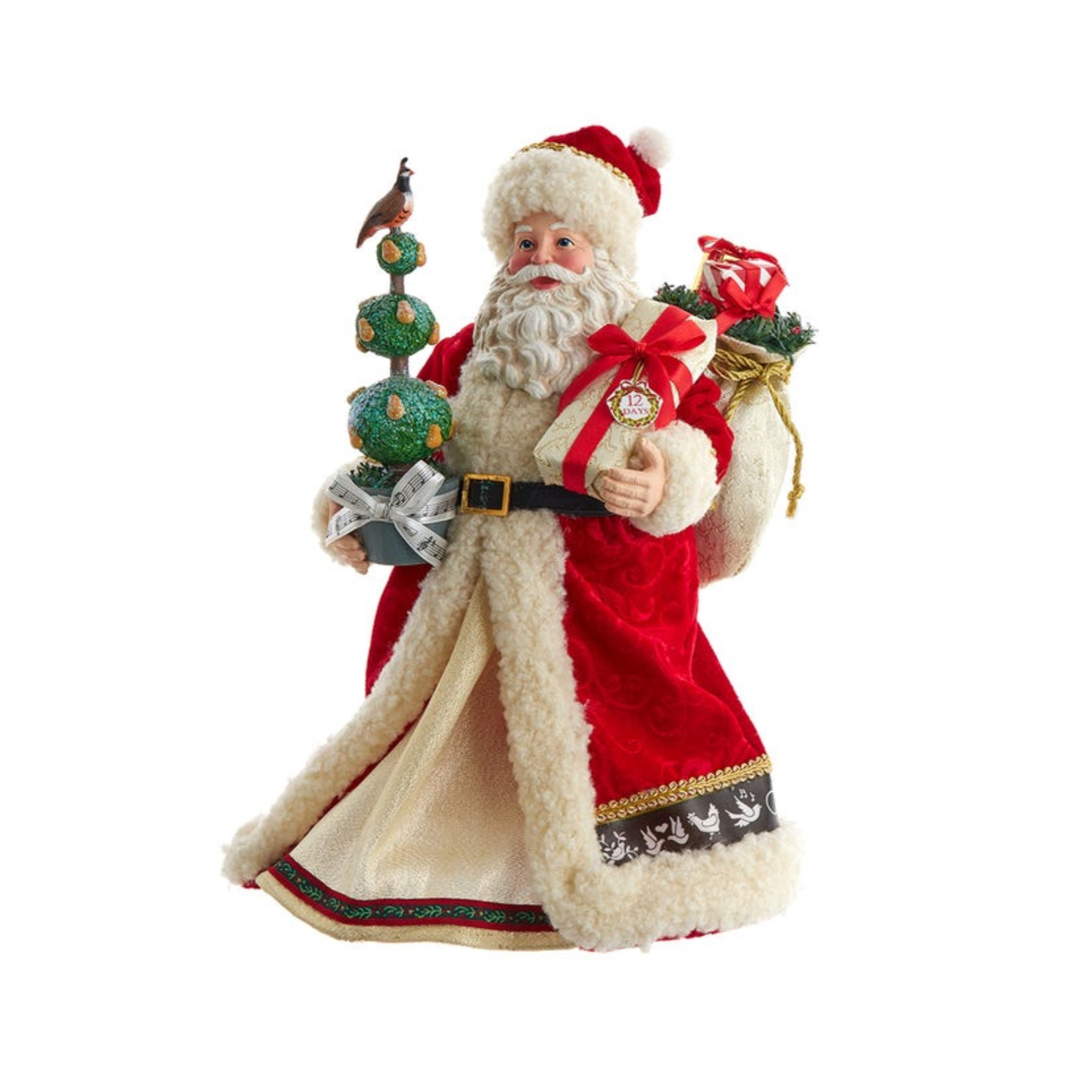 Kurt Adler Fabriché Musical 12 Days Of Christmas Santa, 10.5"