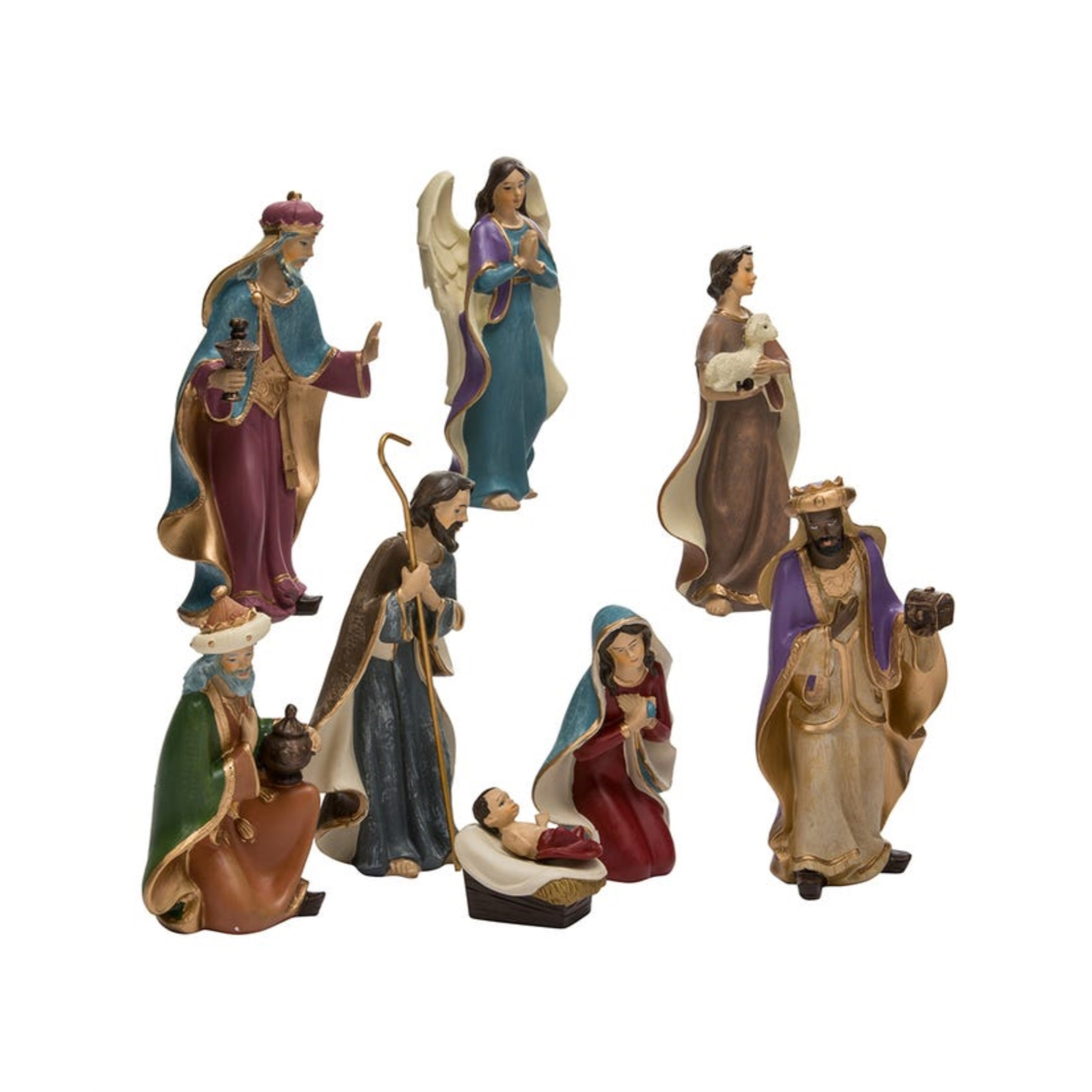 Kurt Adler Christmas Nativity Set with 8 Figures, 6.25"