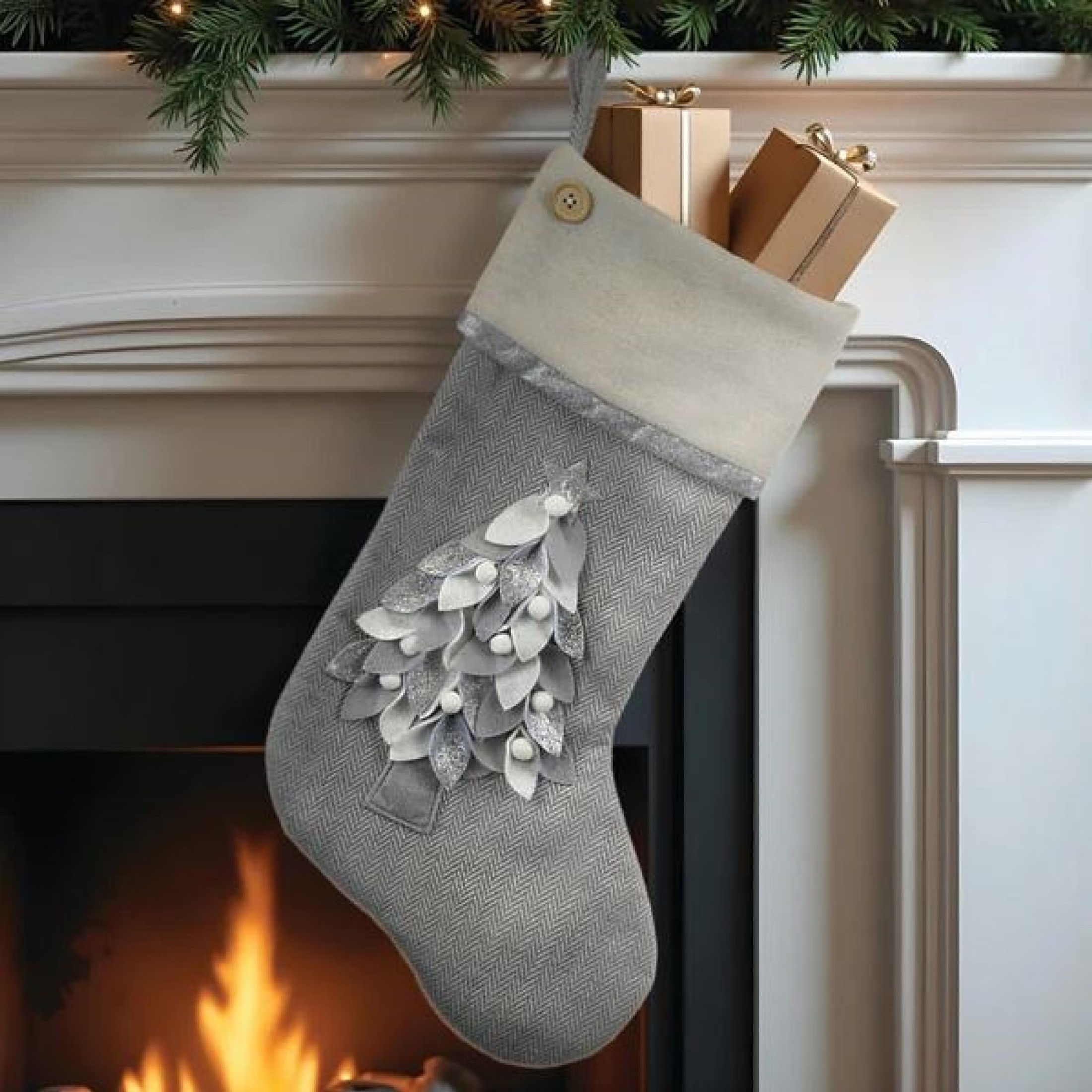 Old World Christmas Elegant Christmas Mantle Stocking, With Tree Motif, 24in