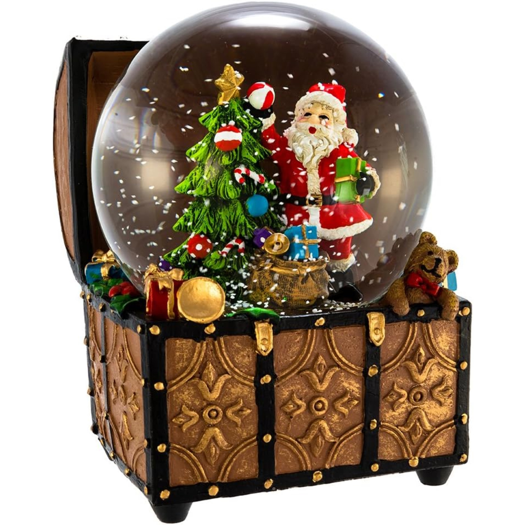 Kurt Adler Wind-Up Musical Santa Claus "We Wish You A Merry Christmas" Water Globe, 4"