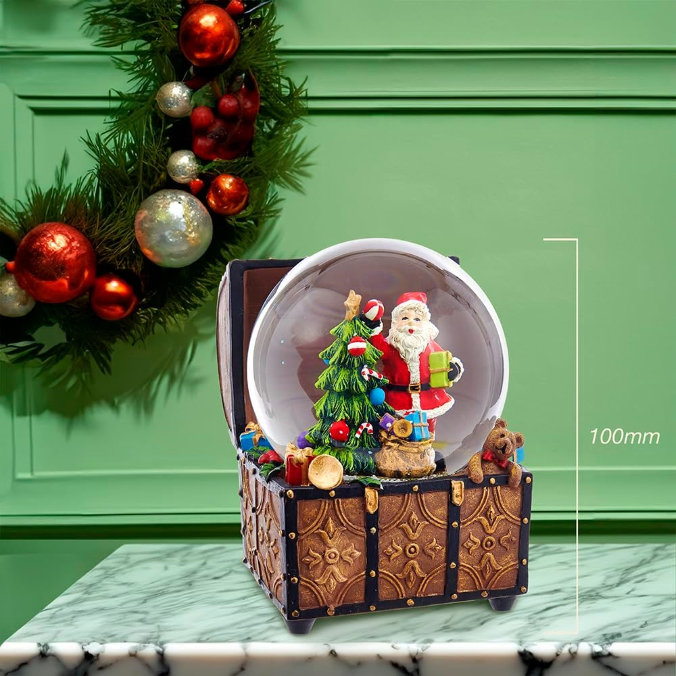Kurt Adler Wind-Up Musical Santa Claus "We Wish You A Merry Christmas" Water Globe, 4"