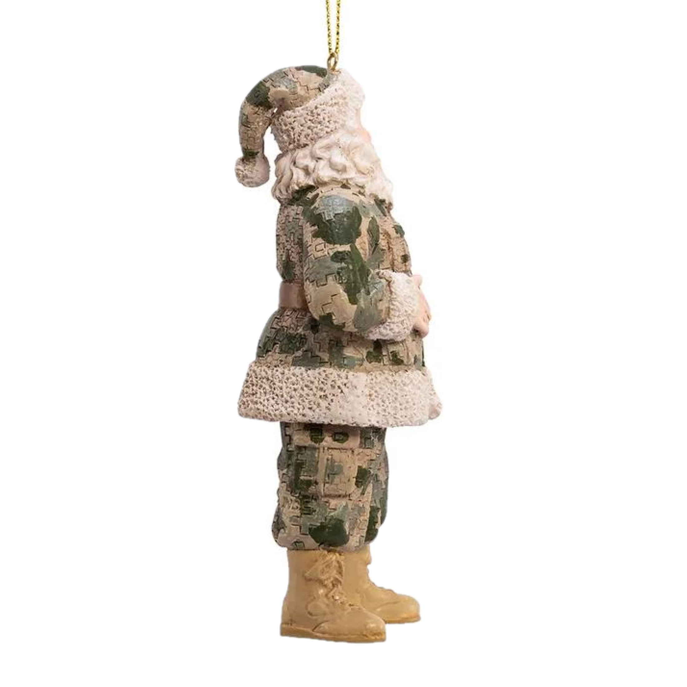 Kurt Adler Resin Ornament for Christmas Tree, Camouflage Military Santa