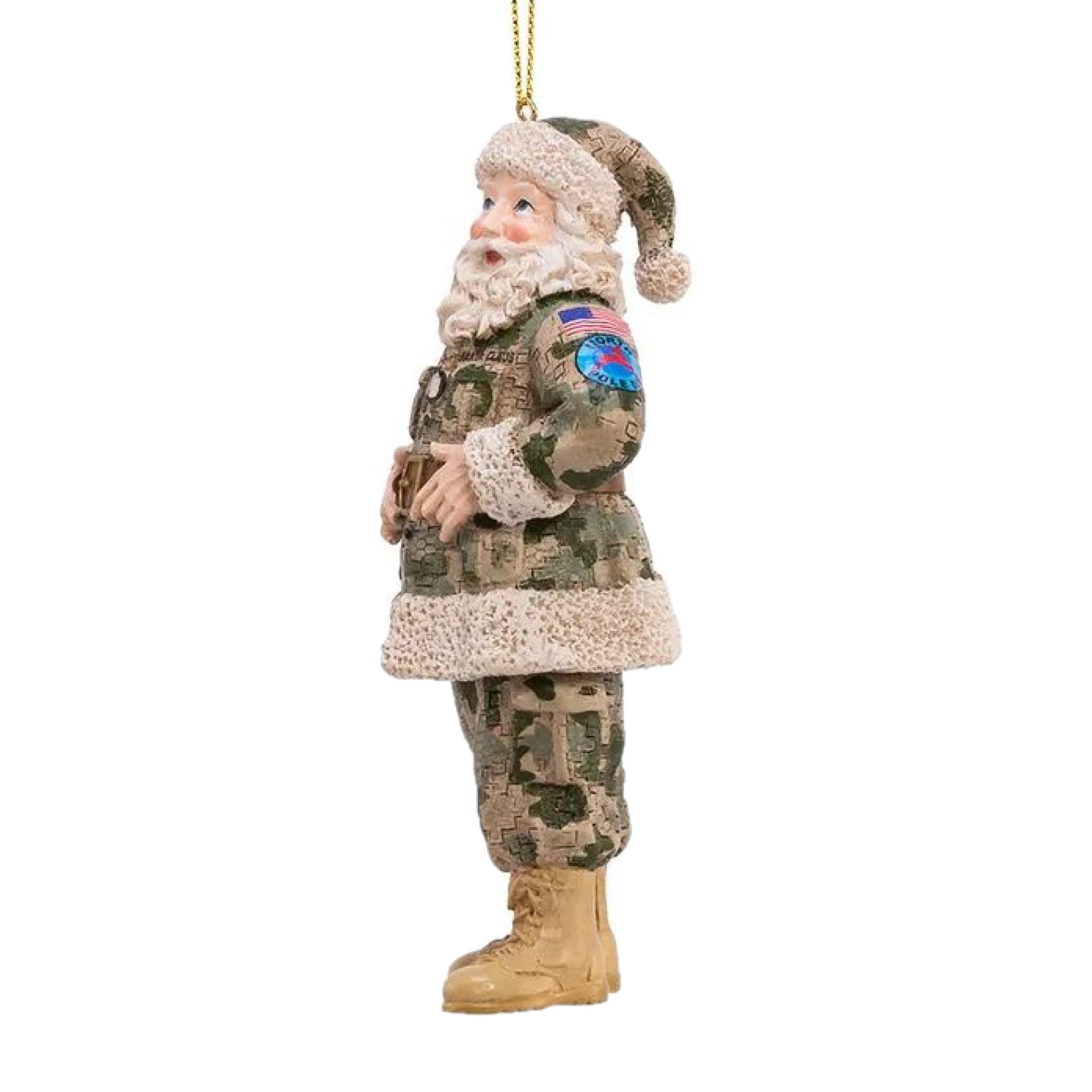 Kurt Adler Resin Ornament for Christmas Tree, Camouflage Military Santa