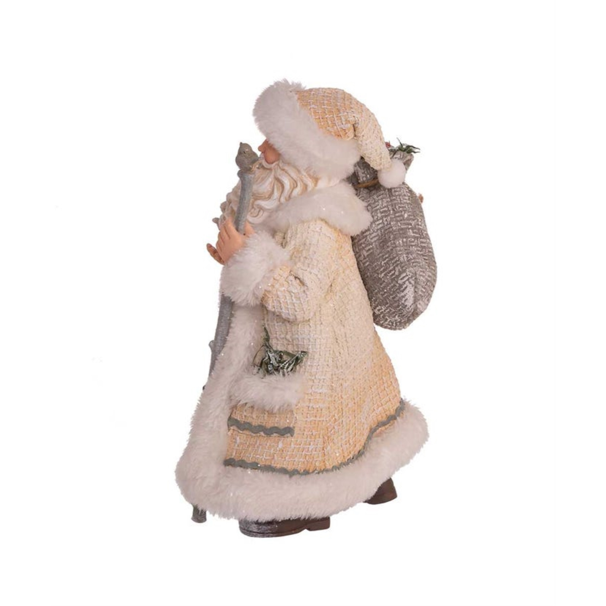 Kurt Adler Snowy Woods Santa Standing Christmas Figurine, 10.5"
