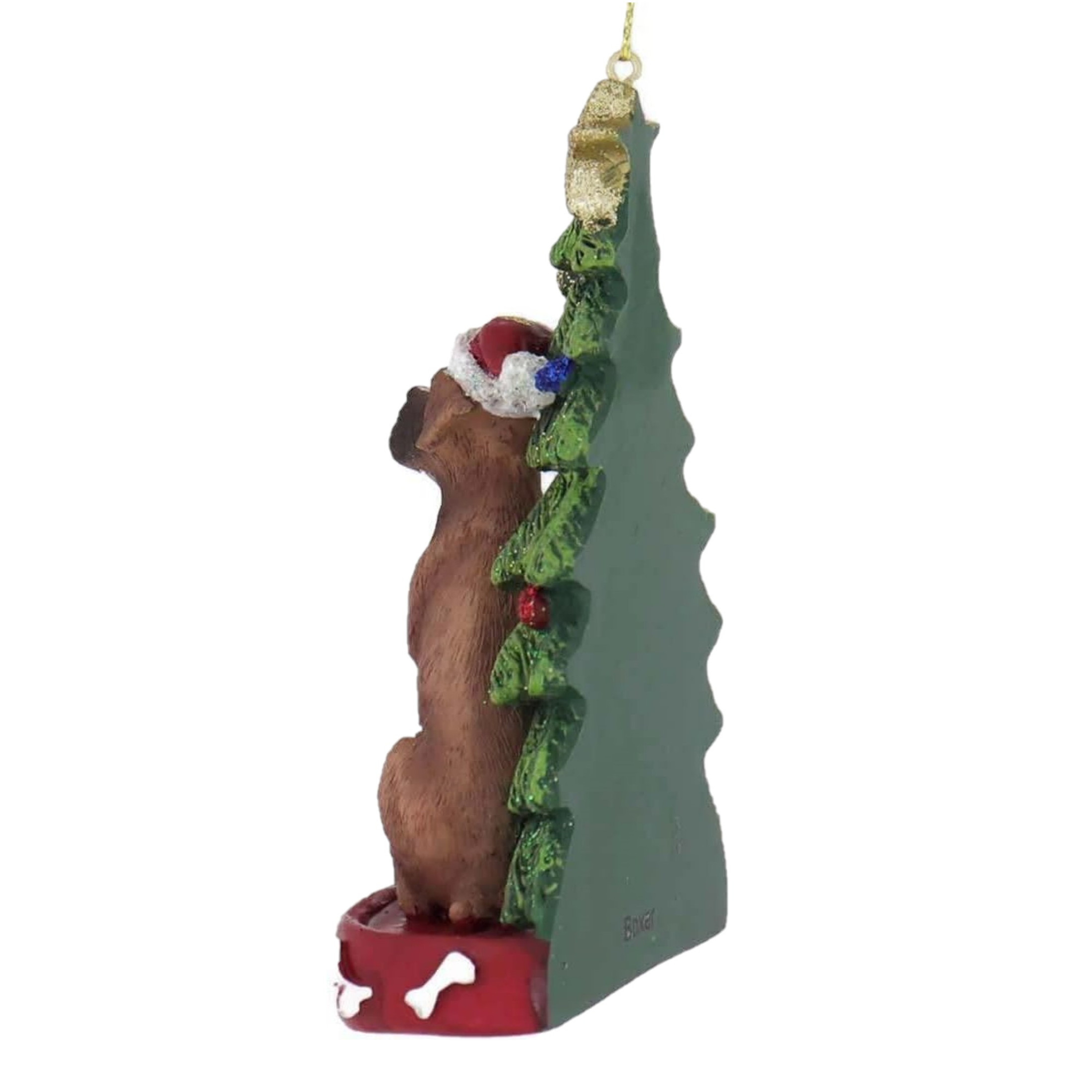 Kurt Adler Resin Ornament for Christmas Tree, Boxer with Christmas Tree