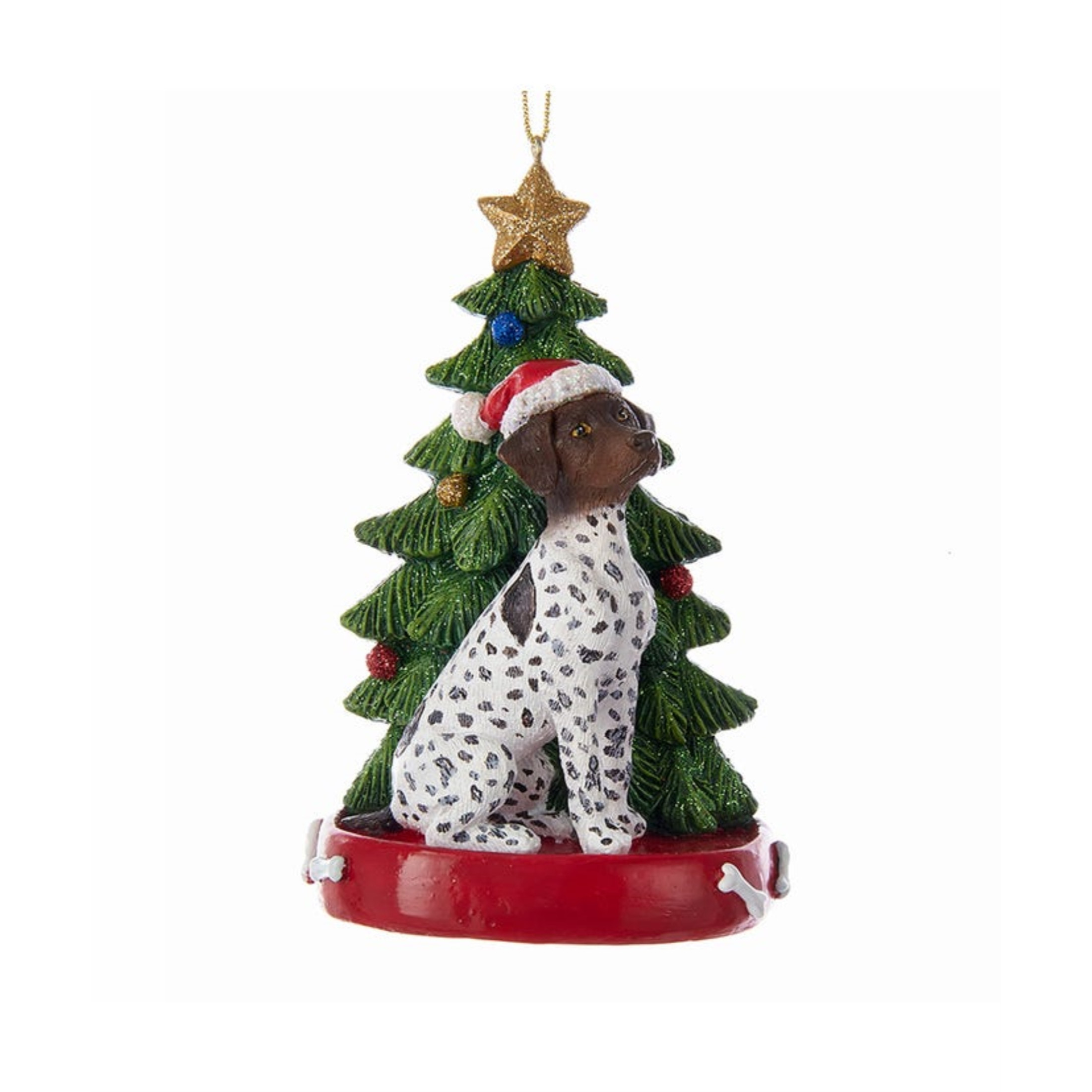 Kurt Adler German Shorthaired Pointer with Christmas Tree Hanging Ornament, 4.25"