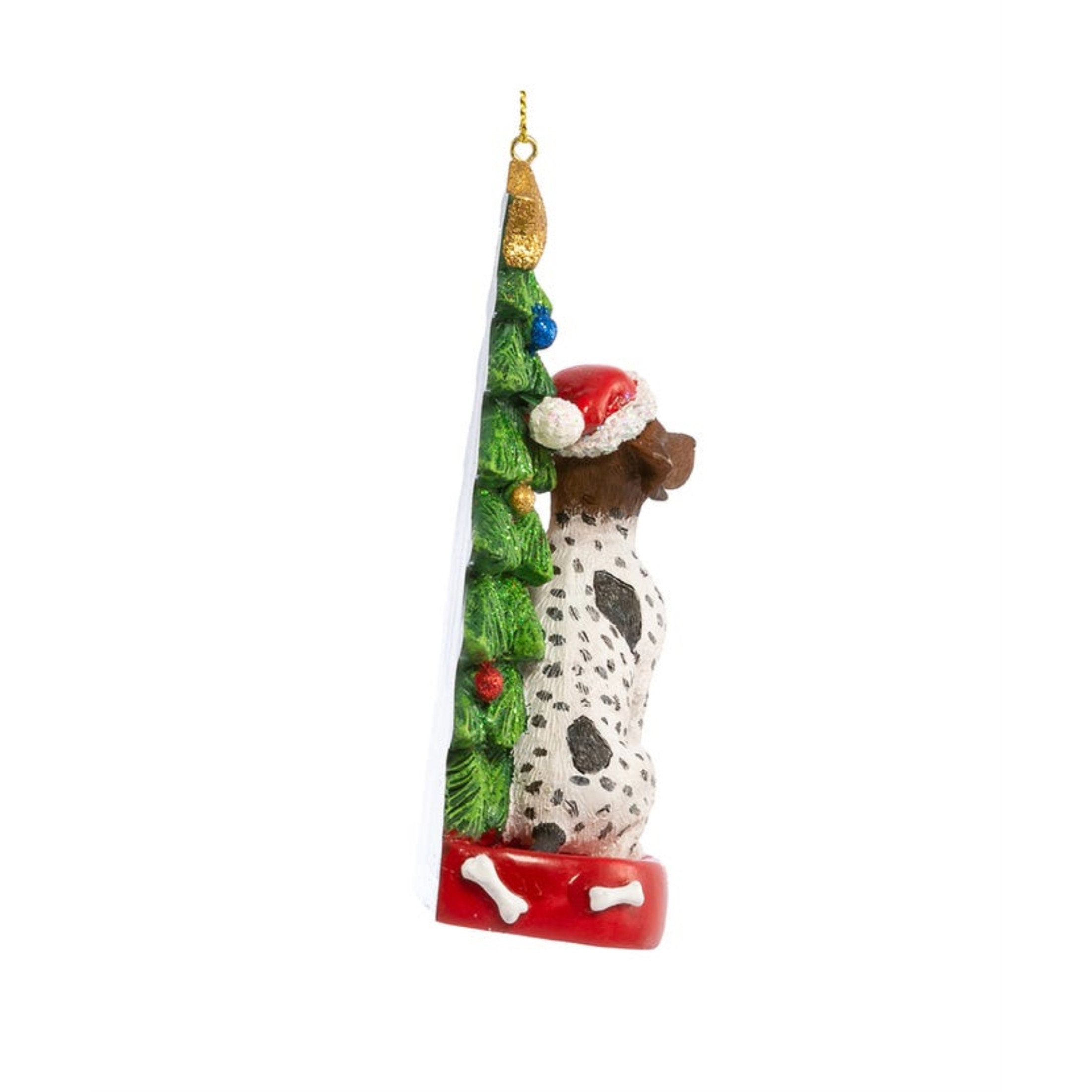 Kurt Adler German Shorthaired Pointer with Christmas Tree Hanging Ornament, 4.25"