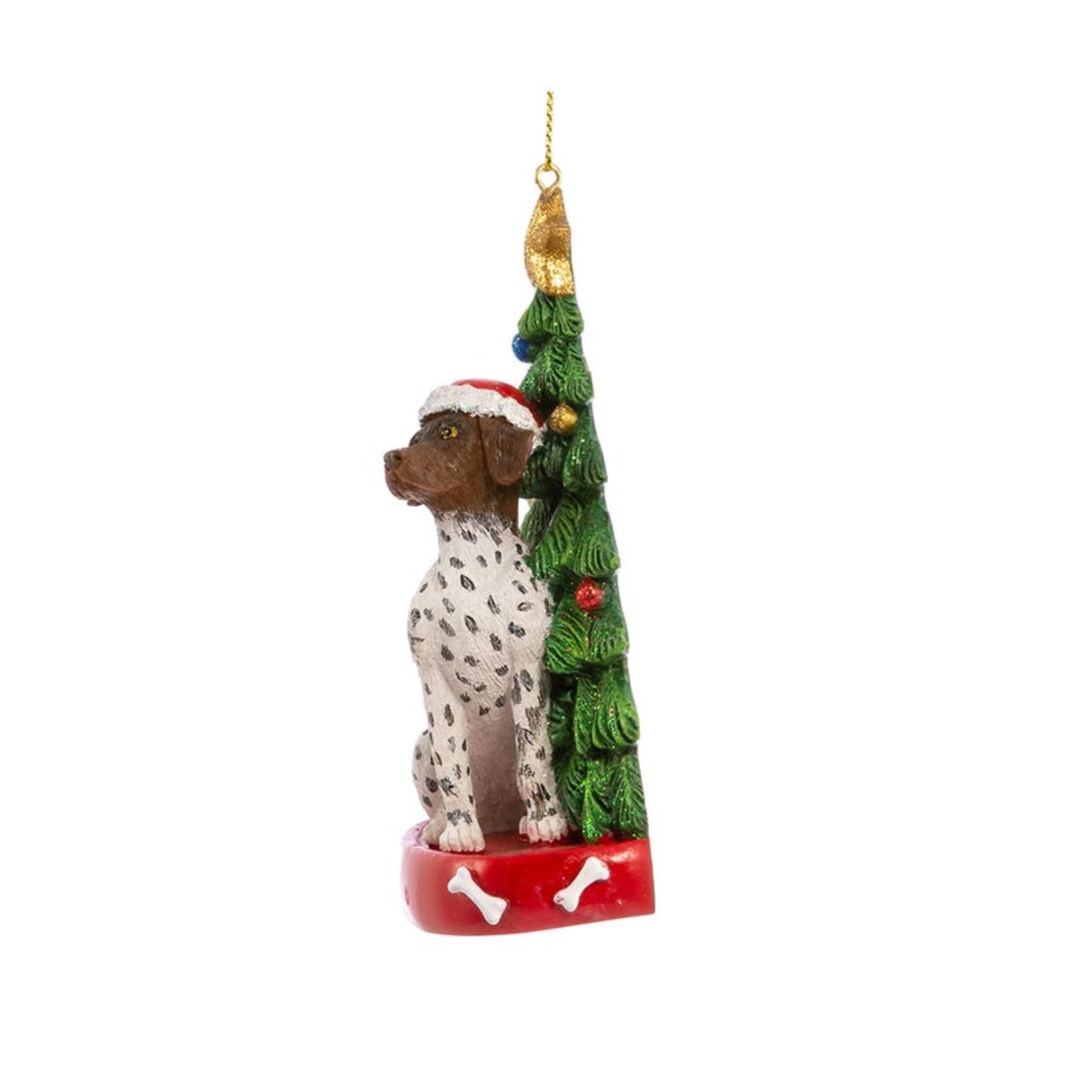 Kurt Adler German Shorthaired Pointer with Christmas Tree Hanging Ornament, 4.25"