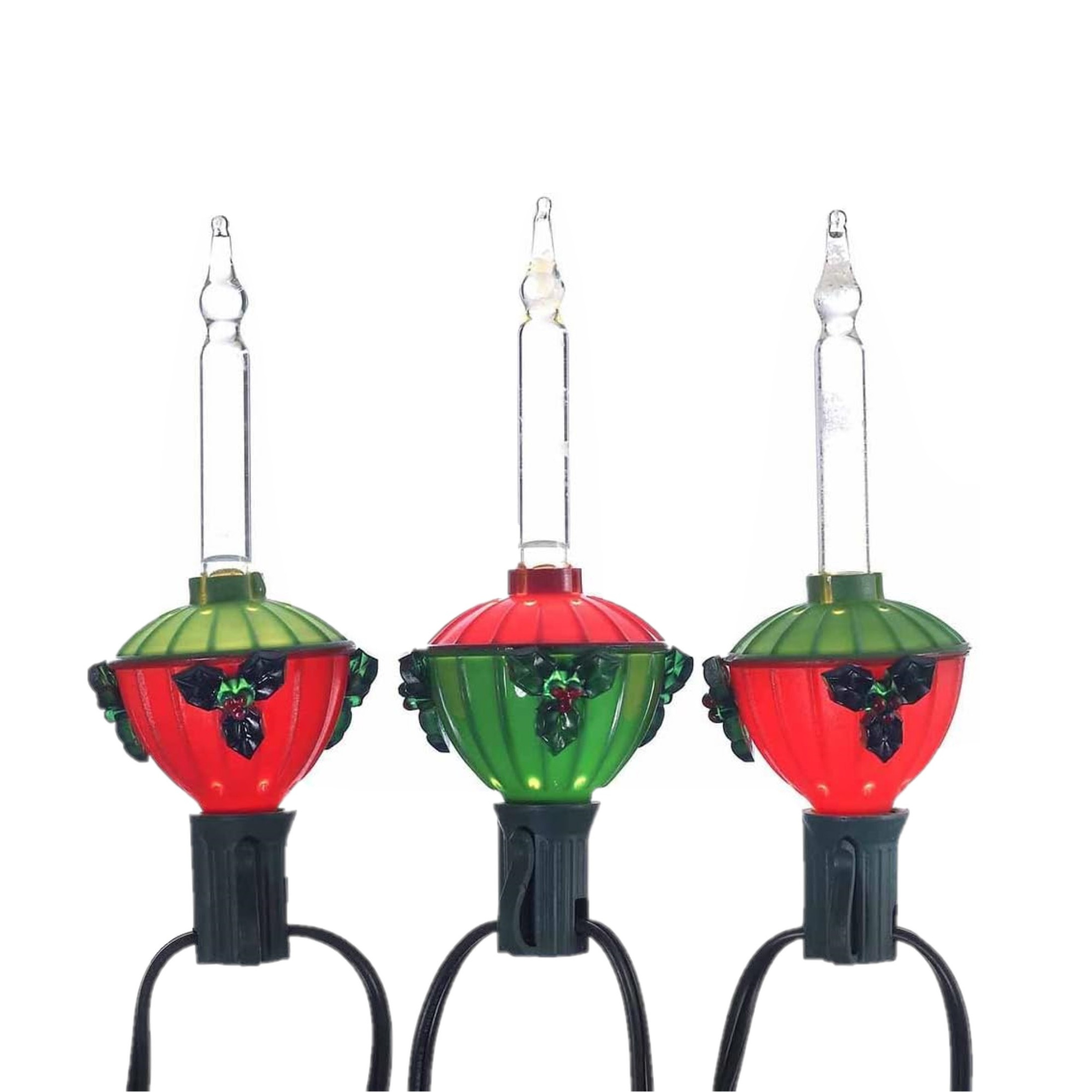 Kurt Adler Indoor/Outdoor UL 7-Light Holly Leaves & Berries Bubble Light Set, 11.5ft