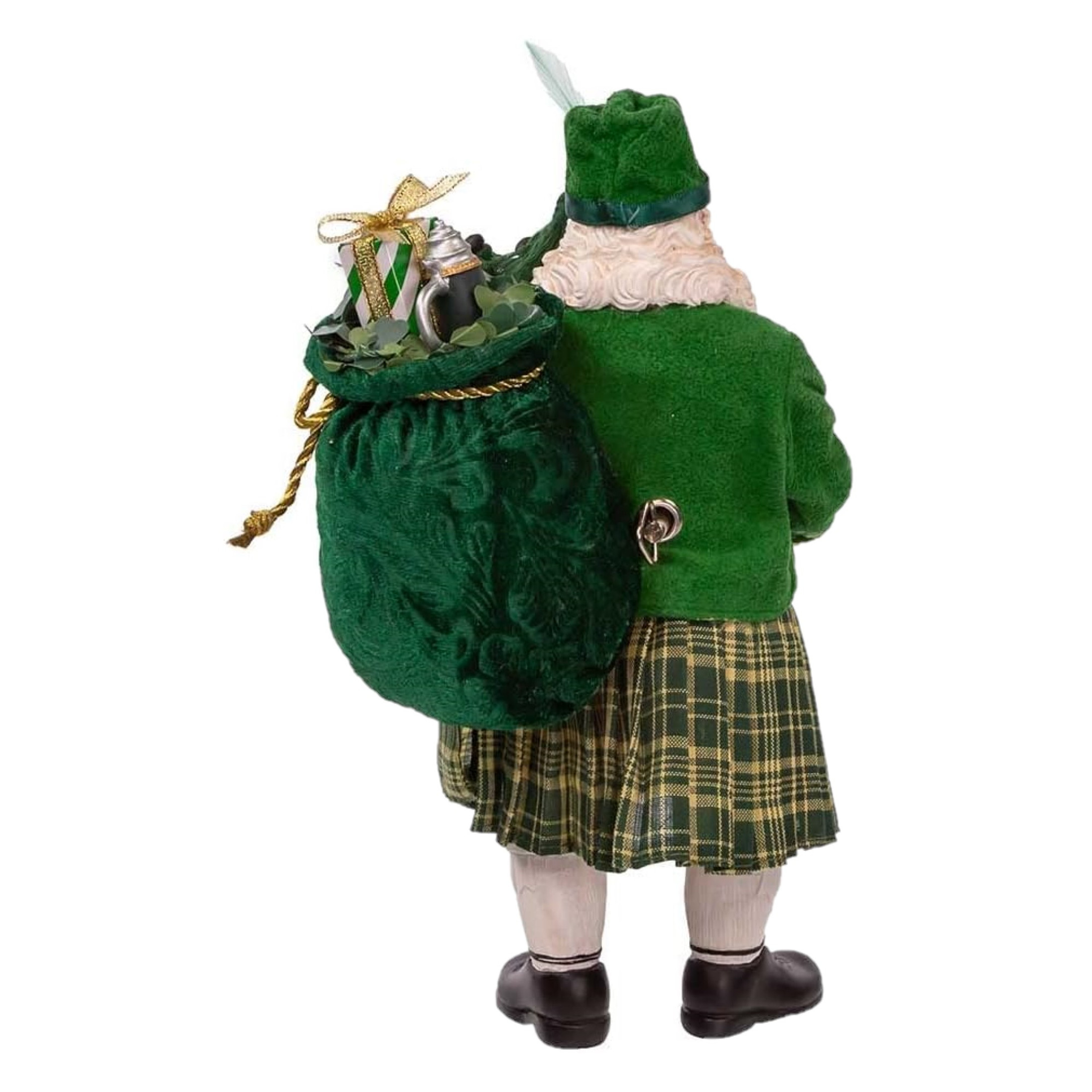 Kurt Adler Fabriche Christmas Figurine, Musical Irish Bagpiper Santa, 10.5in