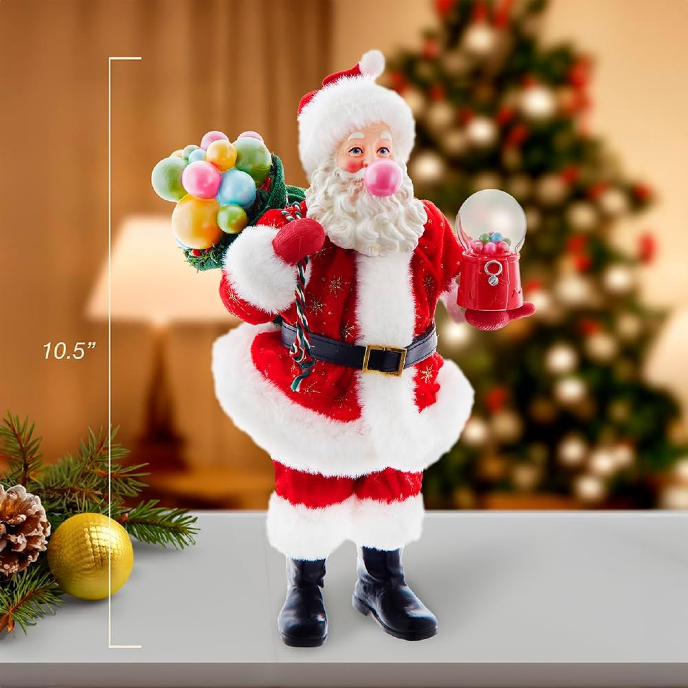 Kurt Adler Fabriche Christmas Figurine, Bubblegum Santa, 13.75in