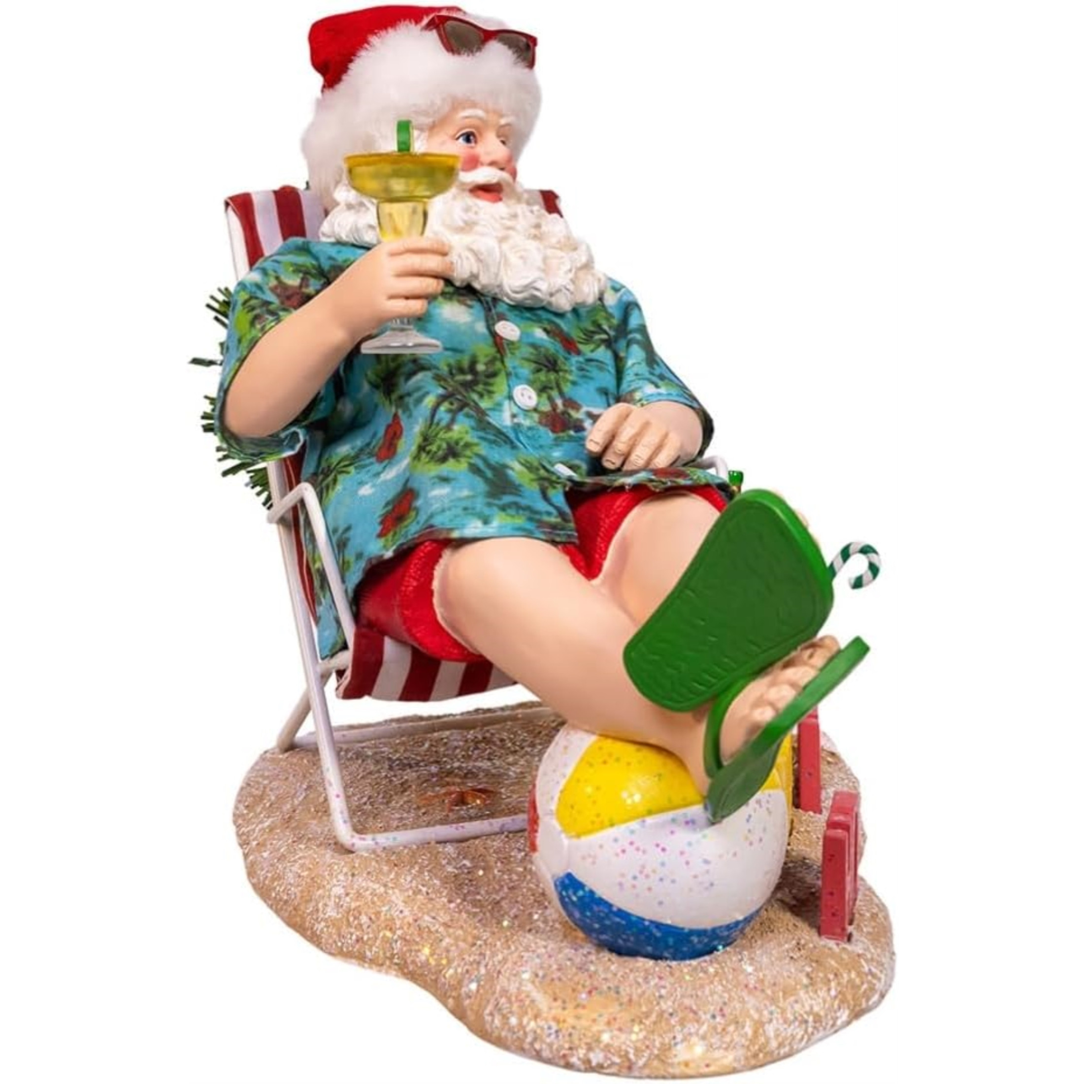 Kurt Adler Fabriche Christmas Figurine, Santa Beach Chair, 8.5in