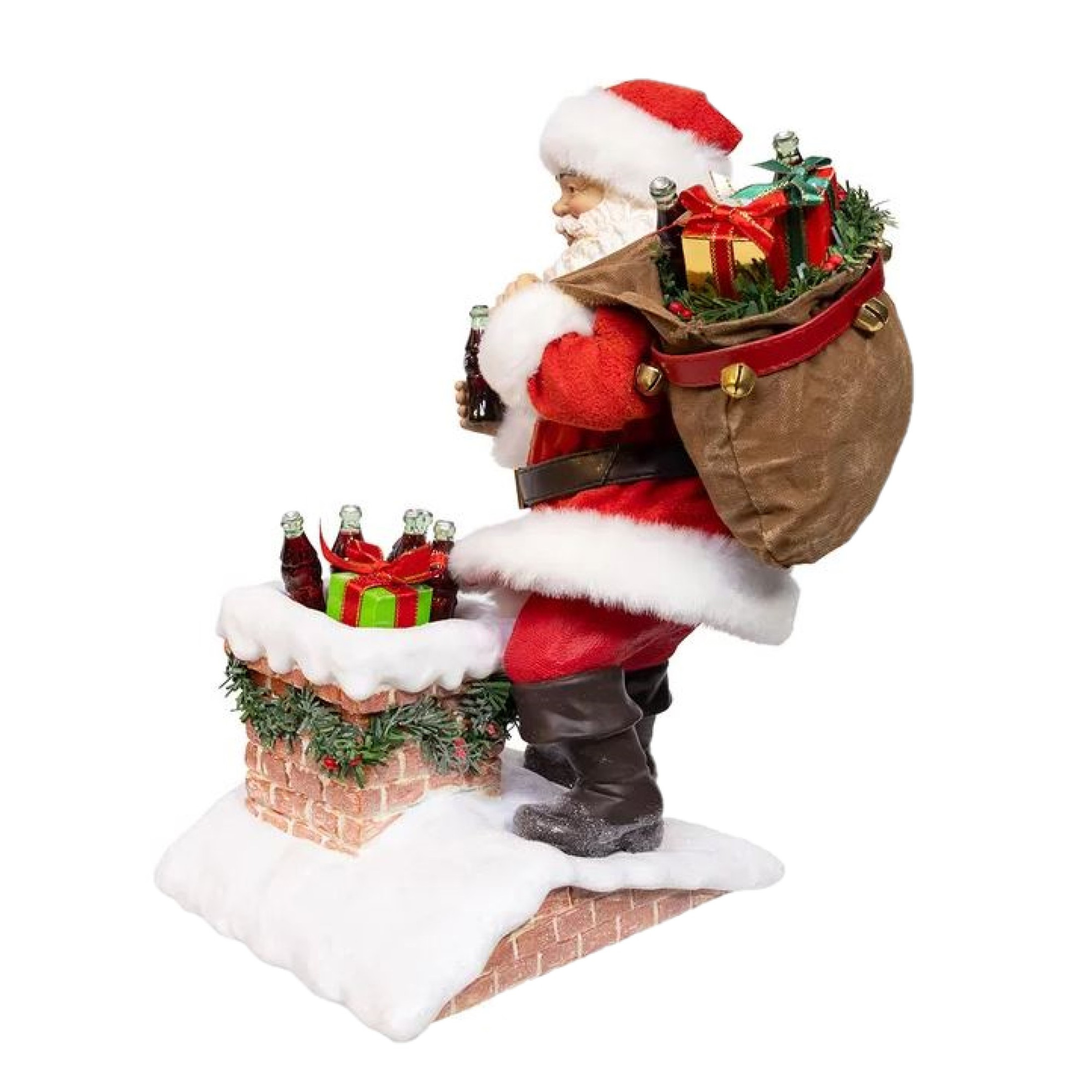 Kurt Adler Fabriche Christmas Figurine, Coca-Cola Santa in Chimney, 10.5in