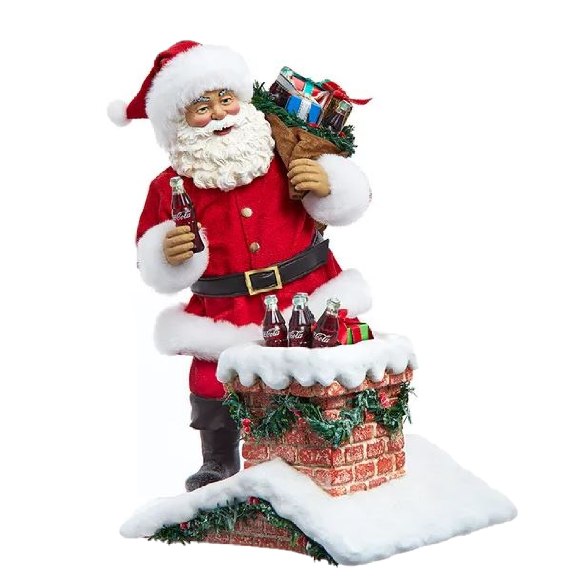 Kurt Adler Fabriché Christmas Figurine, Coca-Cola Santa in Chimney, 10.5in