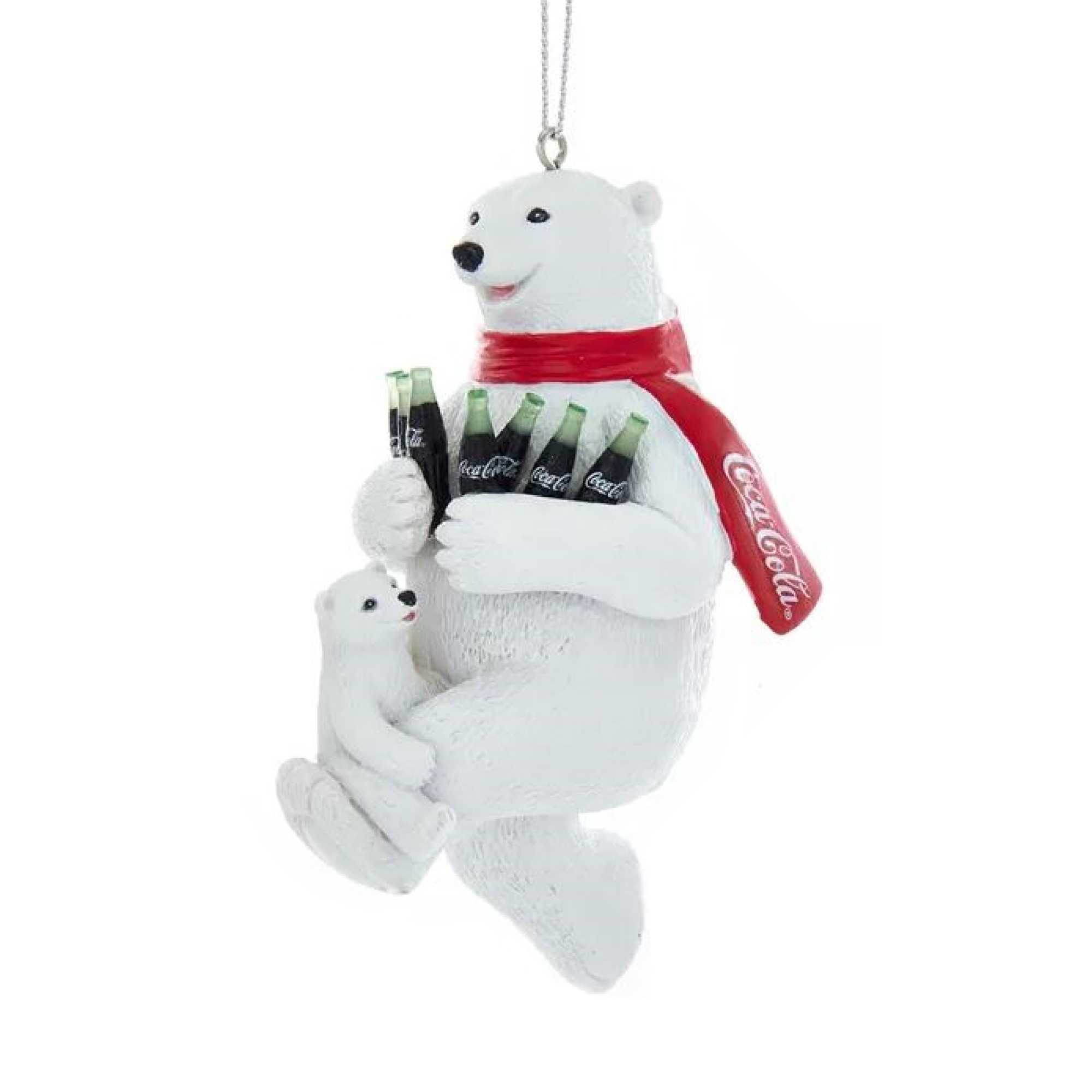 Kurt Adler Resin Ornament for Christmas Tree, Coca-Cola Polar Bear with Cub