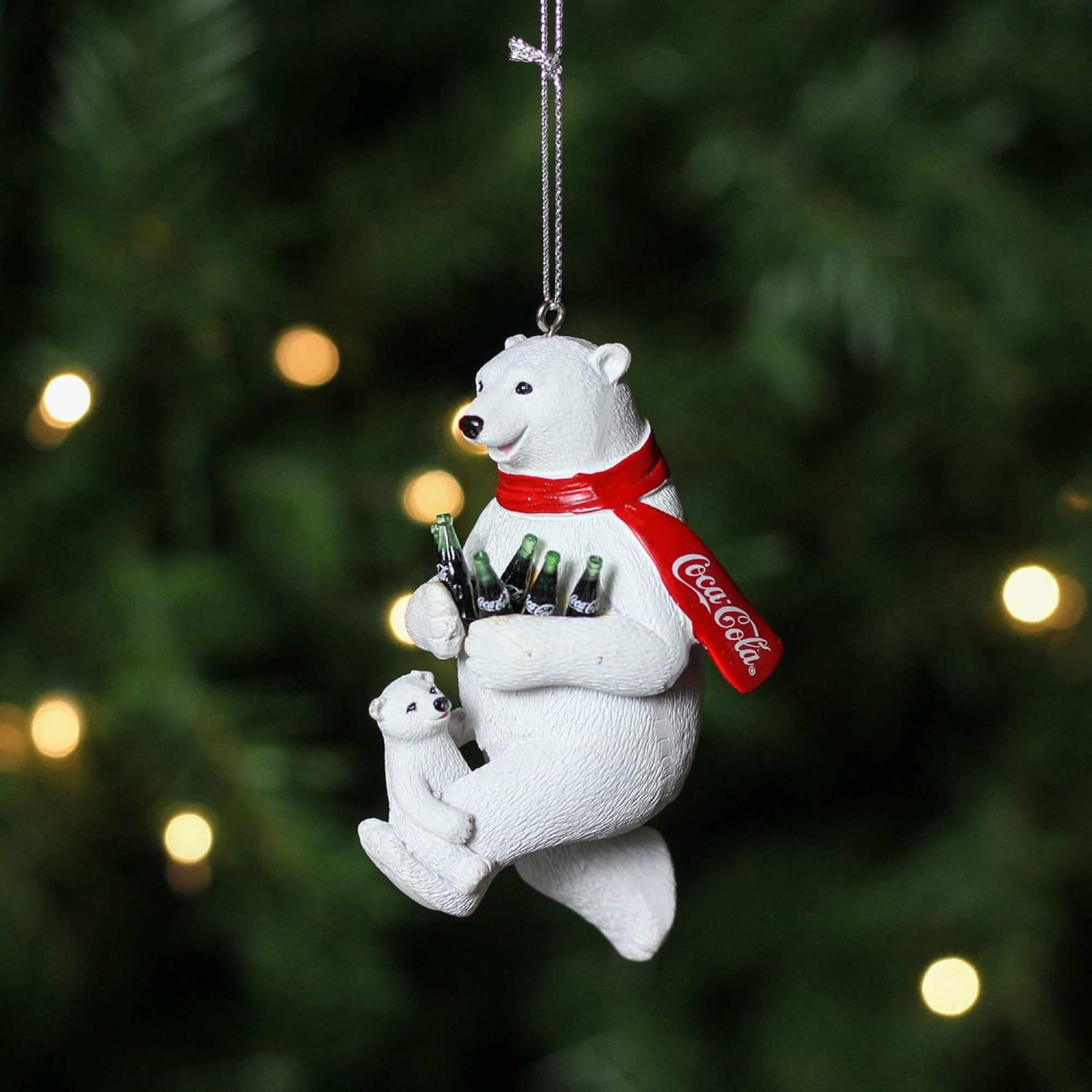 Kurt Adler Resin Ornament for Christmas Tree, Coca-Cola Polar Bear with Cub