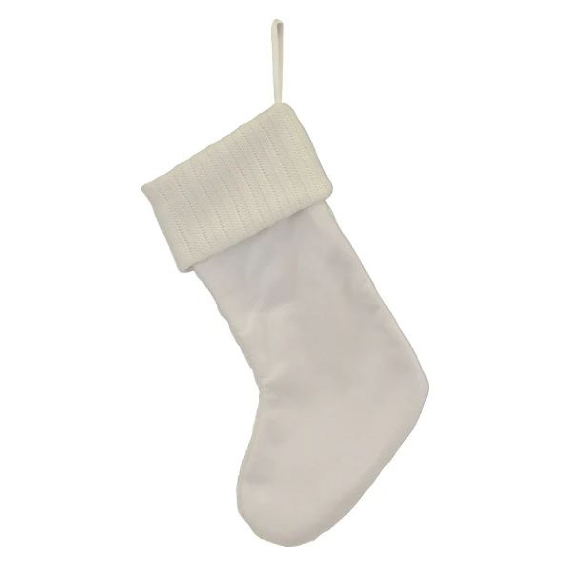 Old World Christmas Knit Christmas Mantle Stocking, White Plush, 24in