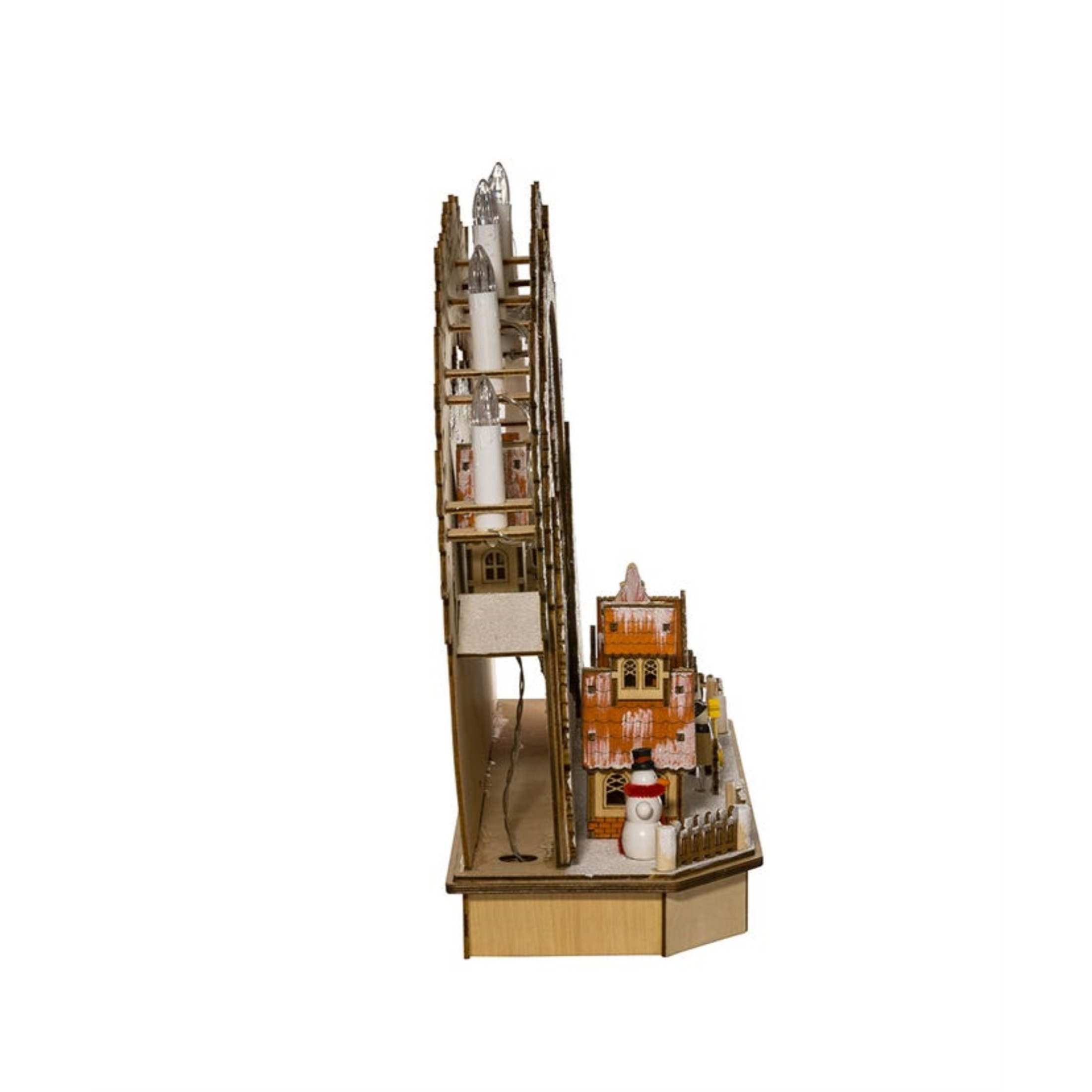 Kurt Adler Battery-Operated Lighted LED Wooden Village House With Ice Skiers Table Piece, 18"