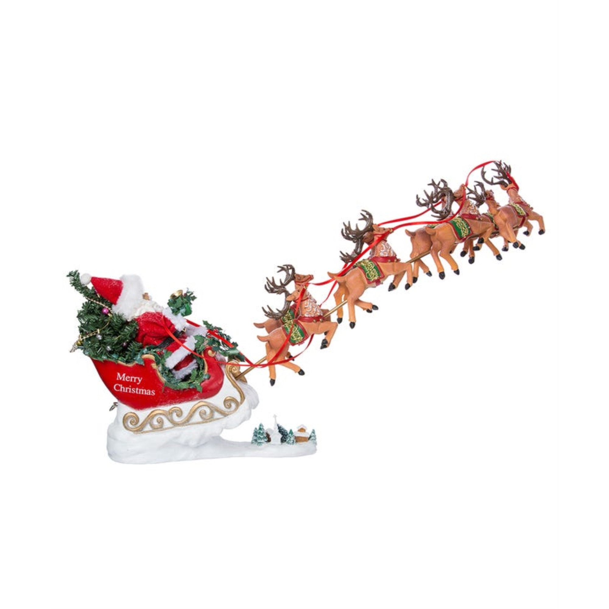 Kurt Adler Fabriché Musical Santa With 8 Reindeer, 2-Piece Set, 24"