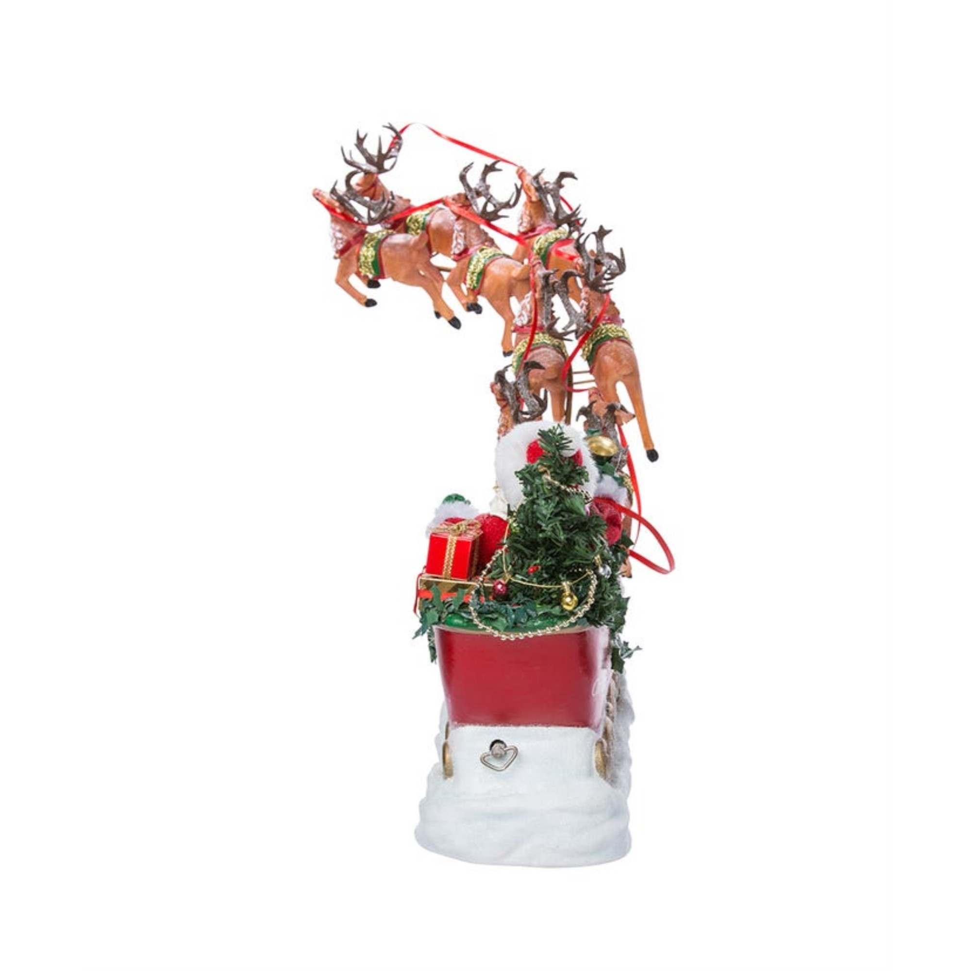 Kurt Adler Fabriché Musical Santa With 8 Reindeer, 2-Piece Set, 24"