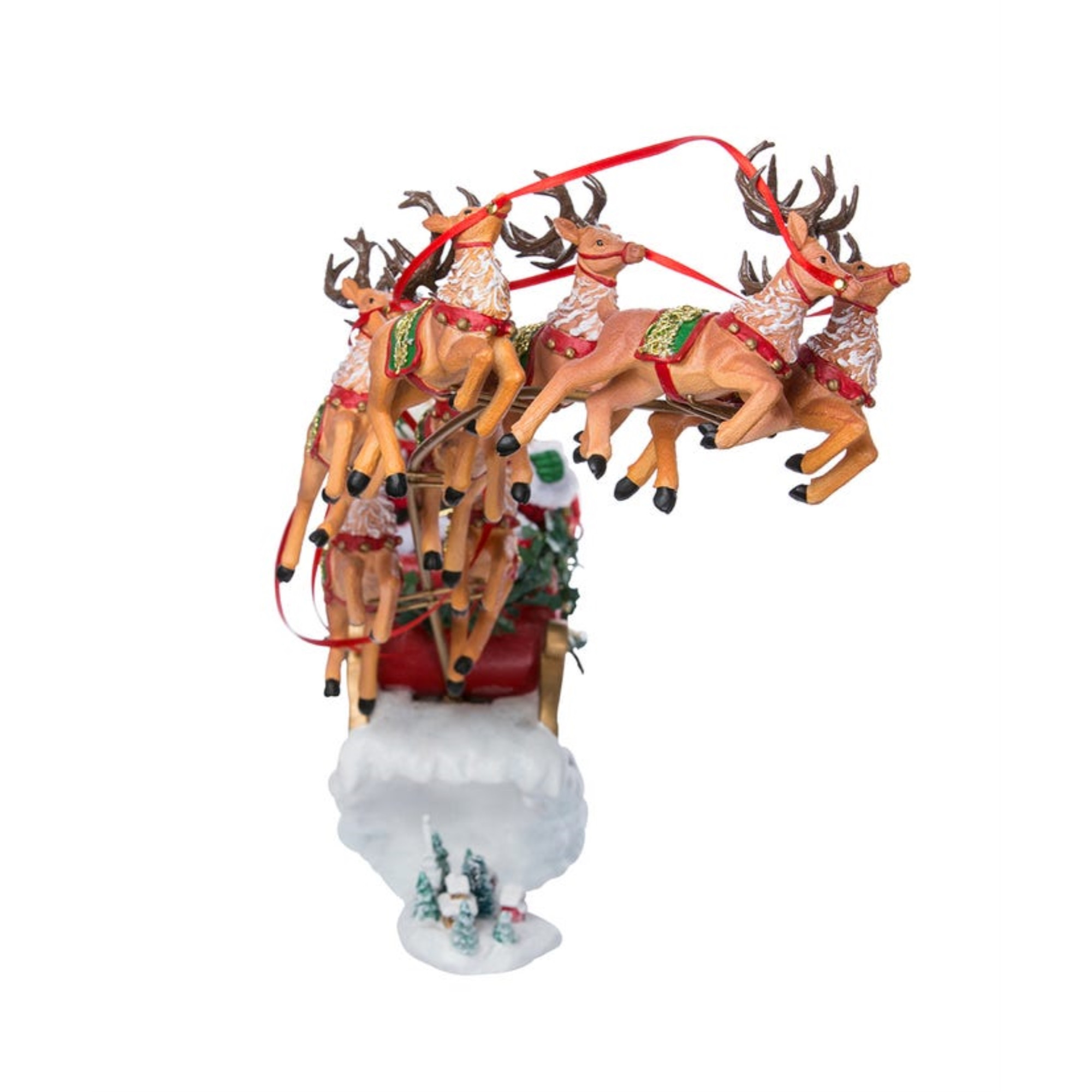 Kurt Adler Fabriché Musical Santa With 8 Reindeer, 2-Piece Set, 24"