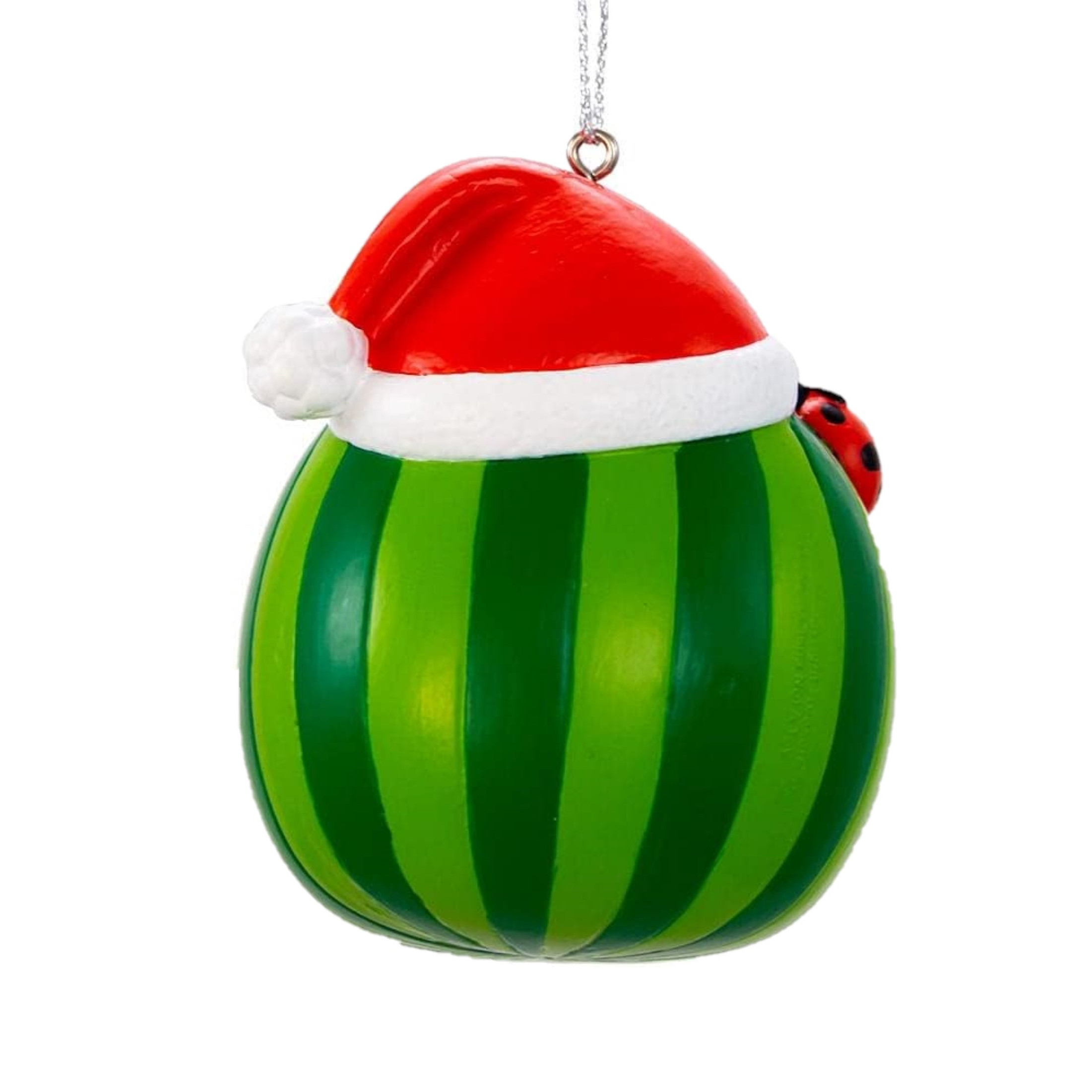 Kurt Adler Plastic Ornament for Christmas Tree, Cocomelon Watermelon with Santa Hat
