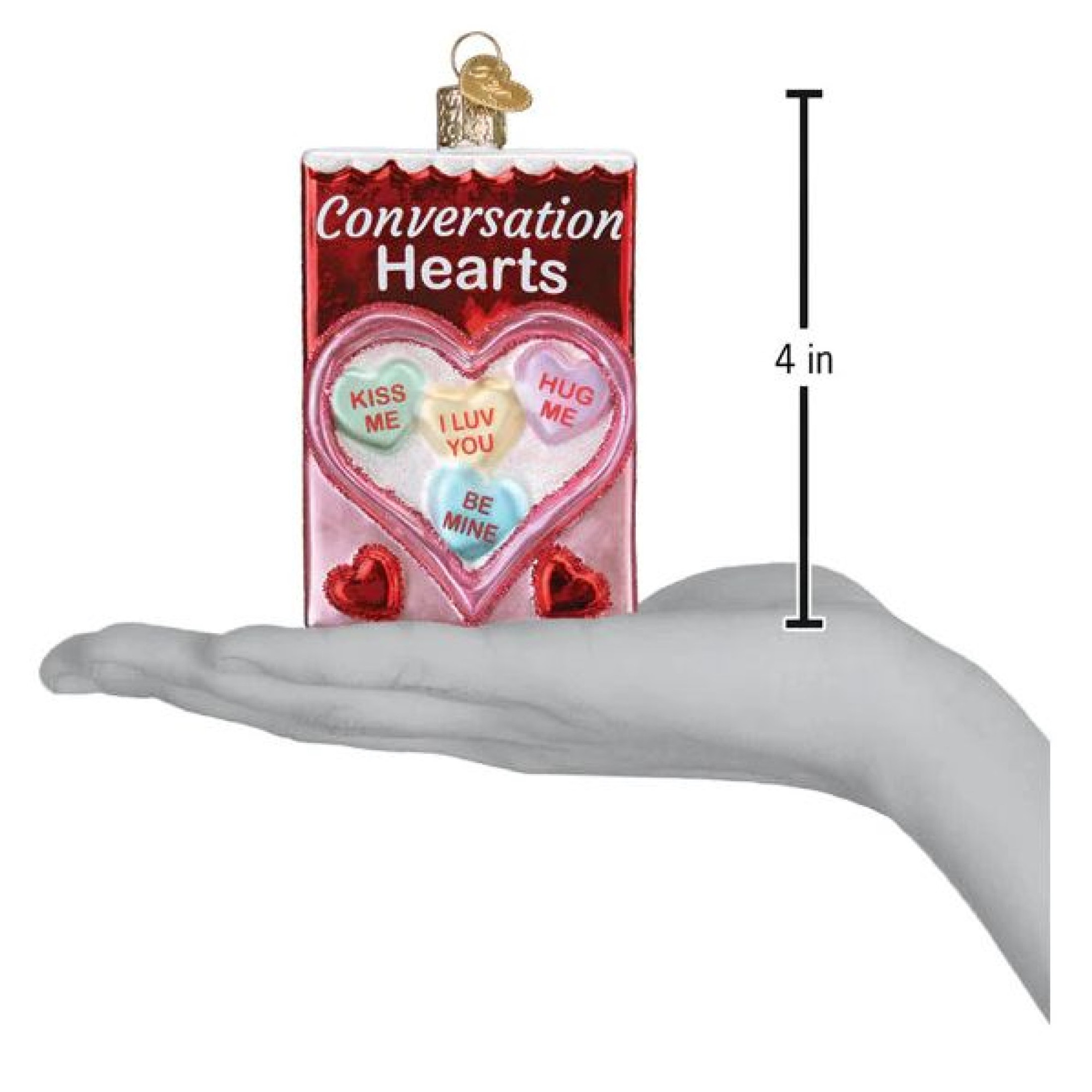 Old World Christmas Blown Glass Ornament for Christmas Tree, Conversation Candy Hearts