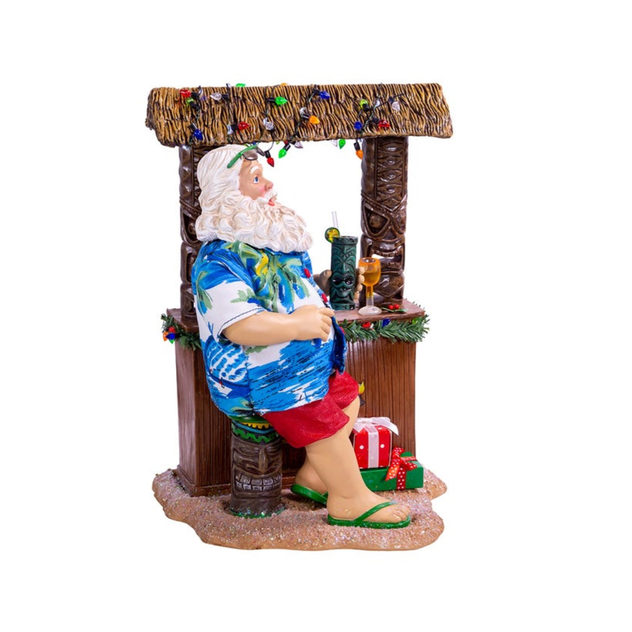 Kurt Adler Fabriché™ Beach Santa Sitting at Tiki Bar Standing Christmas Display