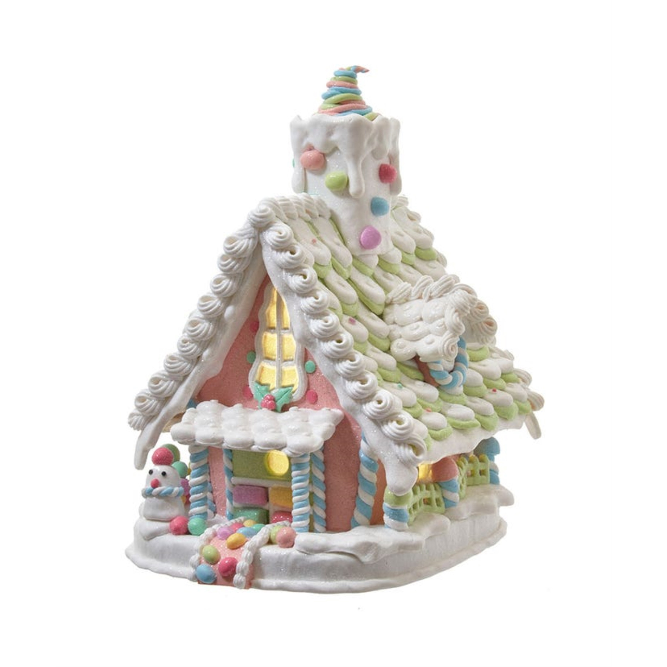 Kurt Adler Battery-Operated LED Light Up Pastel Gingerbread House, 12.5"