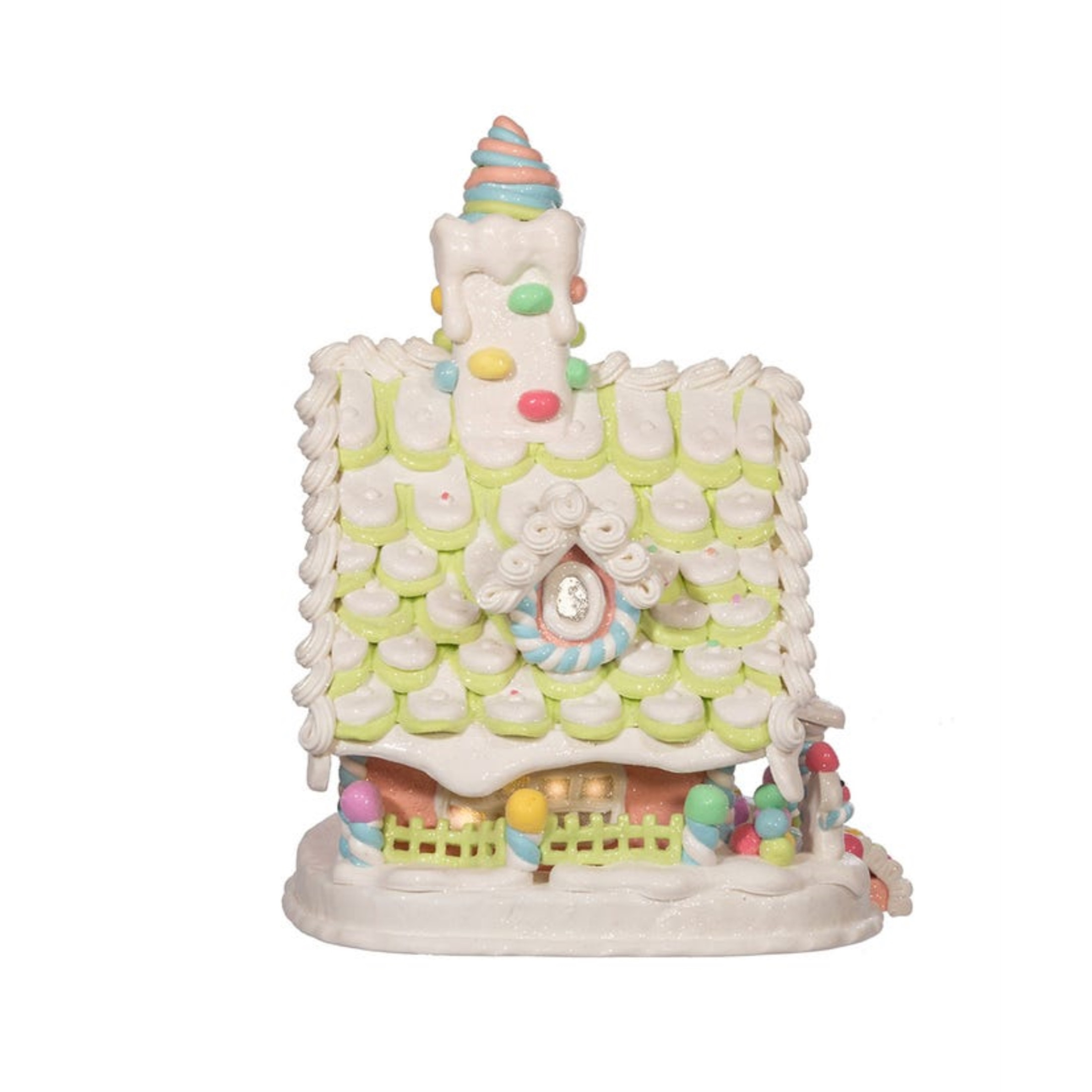 Kurt Adler Battery-Operated LED Light Up Pastel Gingerbread House, 12.5"