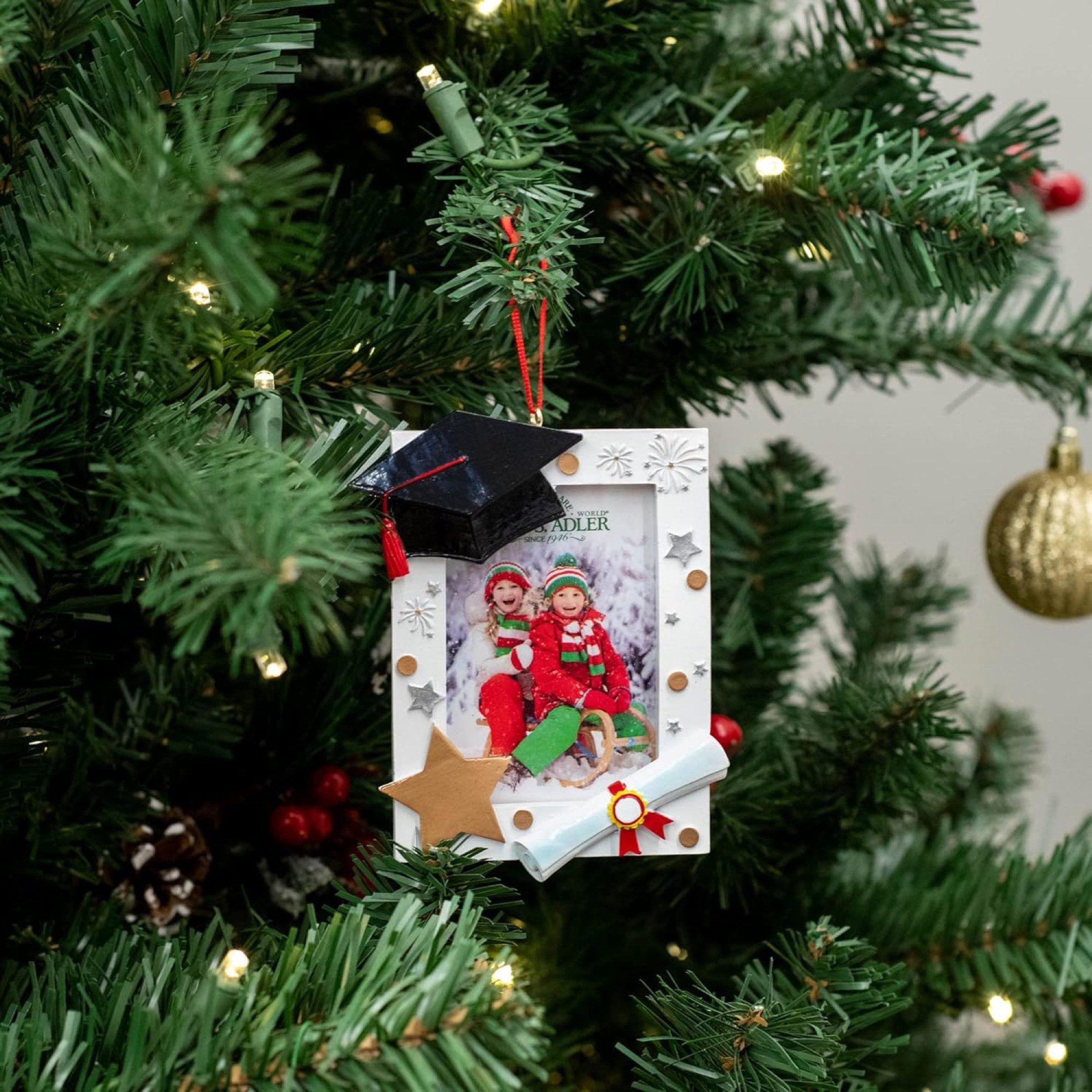 Kurt Adler Resin Ornament for Christmas Tree, Graduation Picture Frame