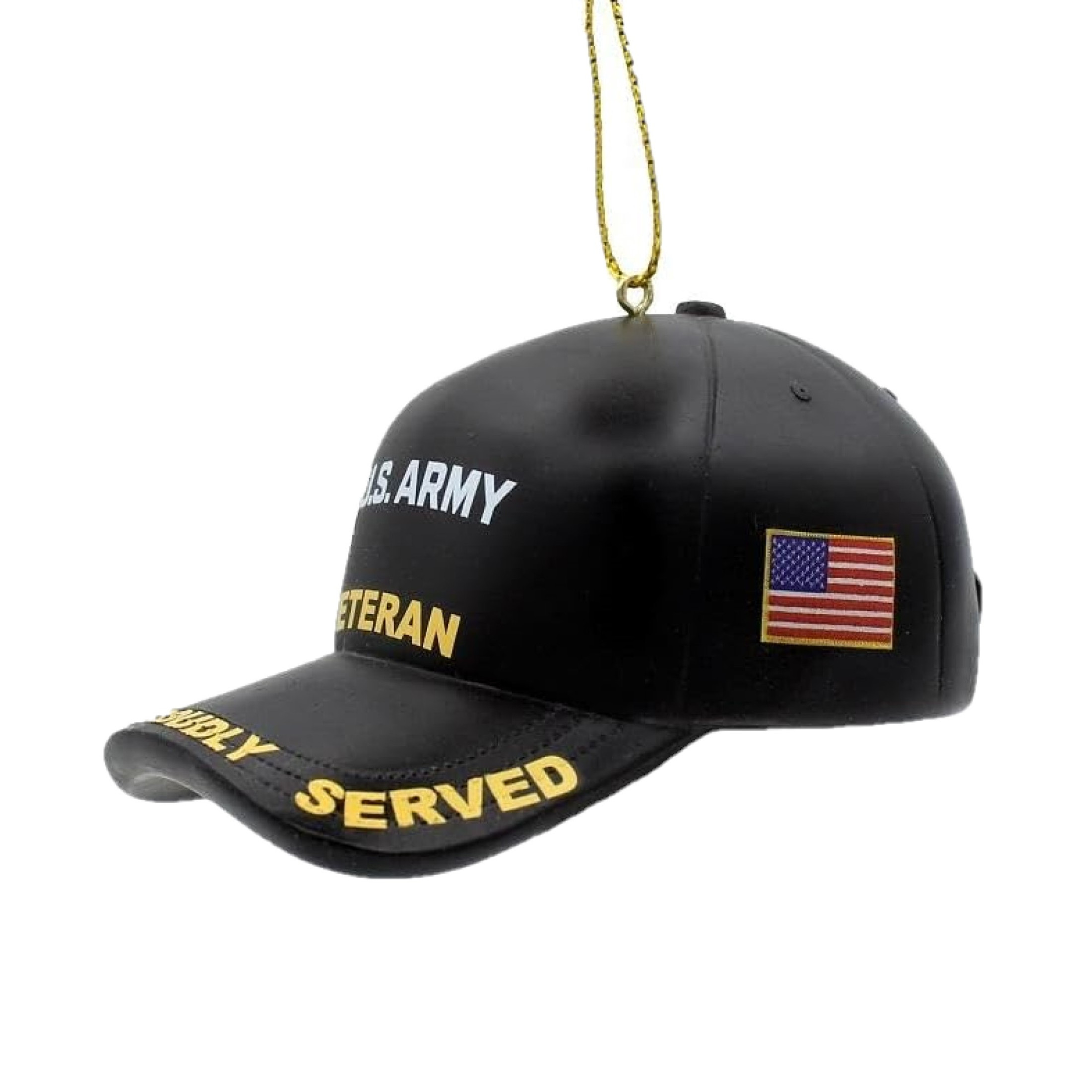 Kurt Adler Resin Ornament for Christmas Tree, U.S. Army Veteran Cap