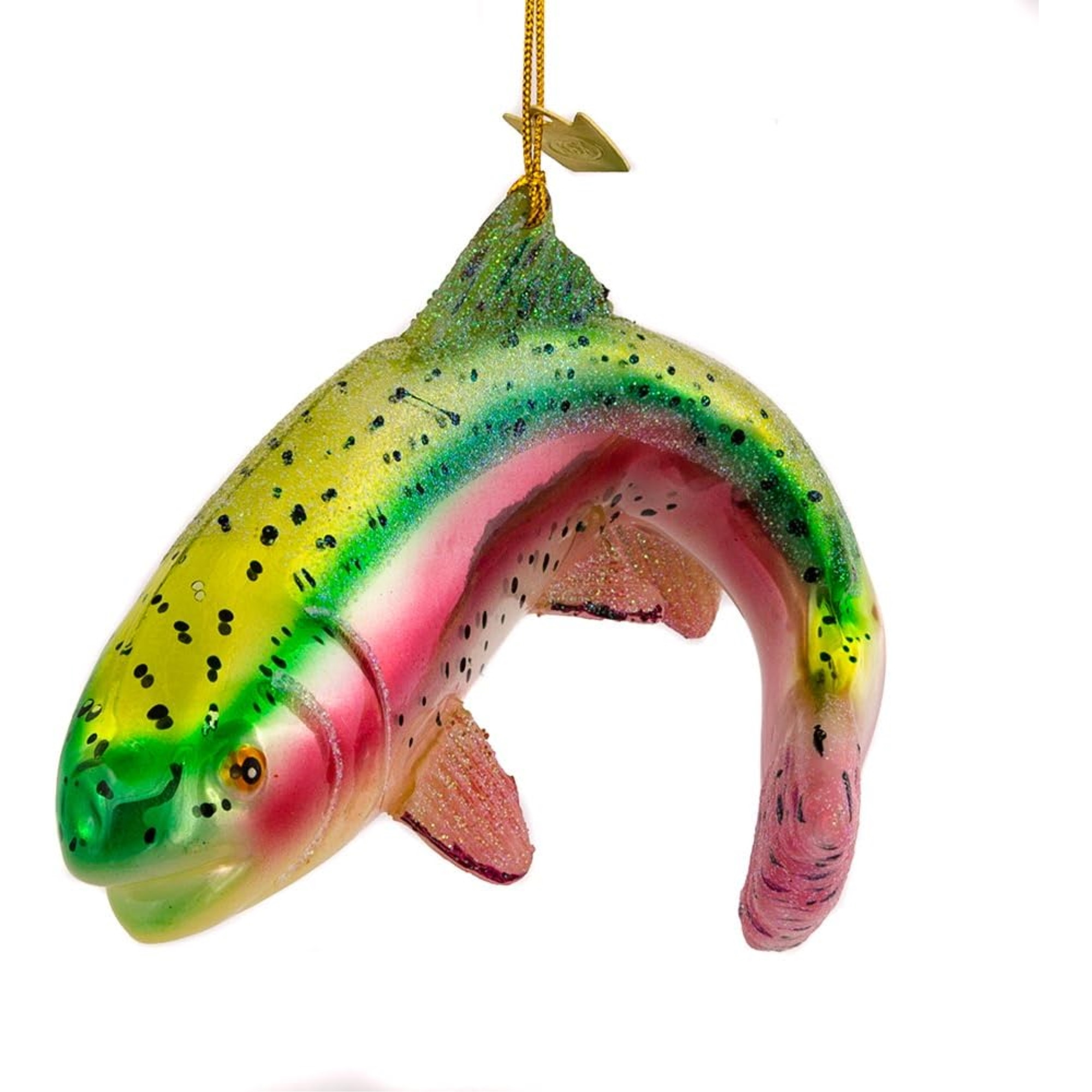 Kurt Adler Noble Gems Glass Ornament for Christmas Tree, Rainbow Trout, 4.75"