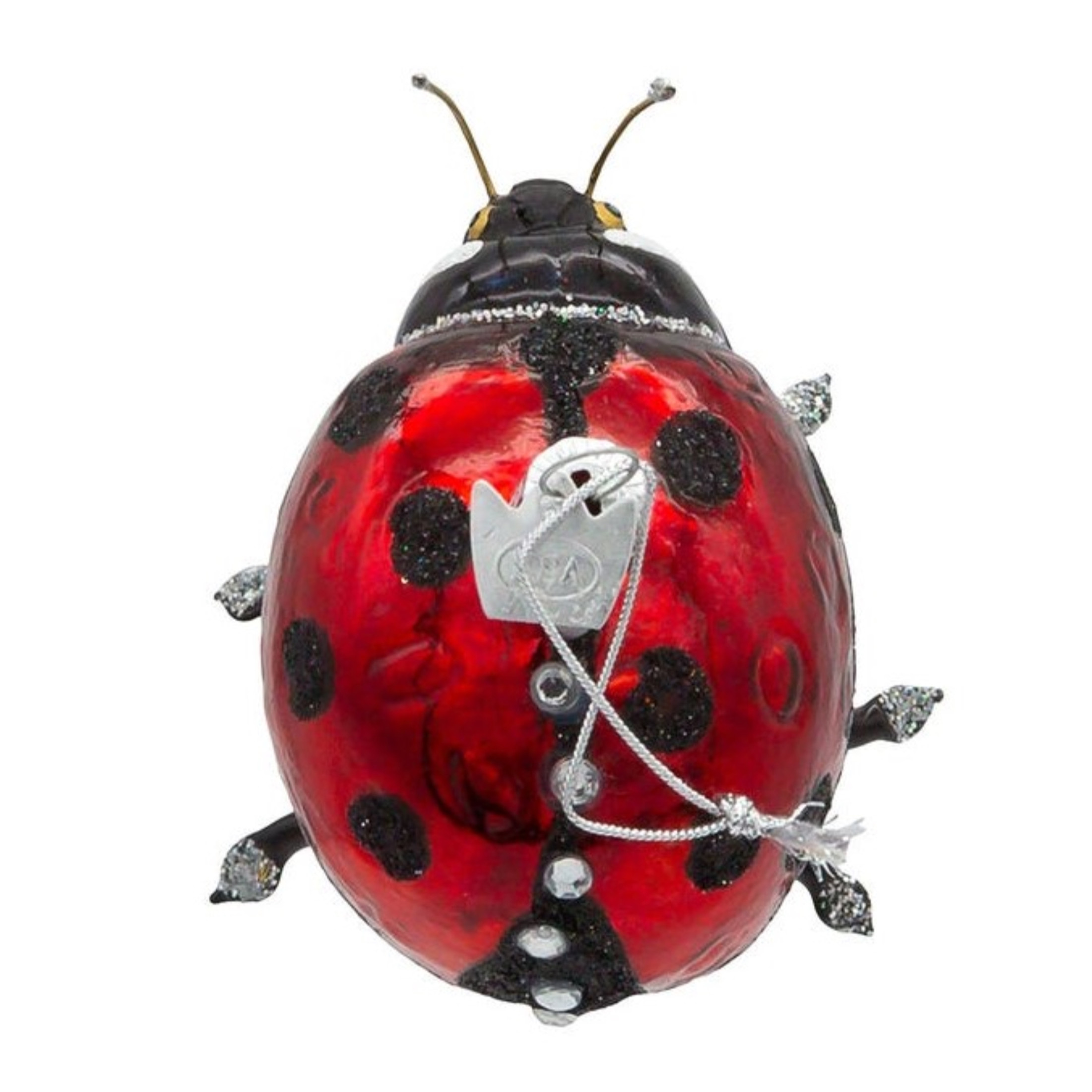 Kurt Adler Noble Gems Glass Ornament for Christmas Tree, Ladybug, 3"