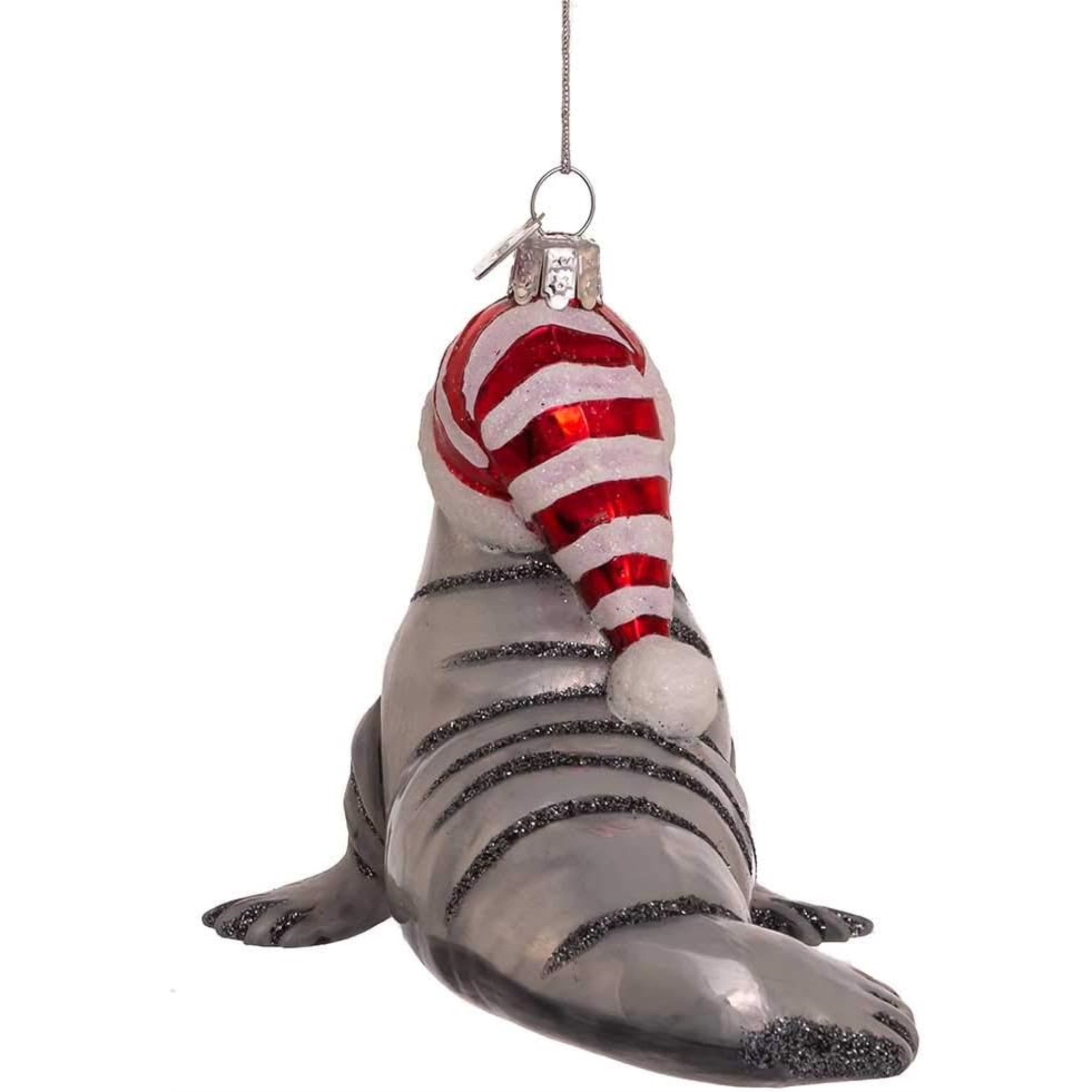 Kurt Adler Noble Gems Glass Ornament for Christmas Tree, Walrus with Hat, 4.5"