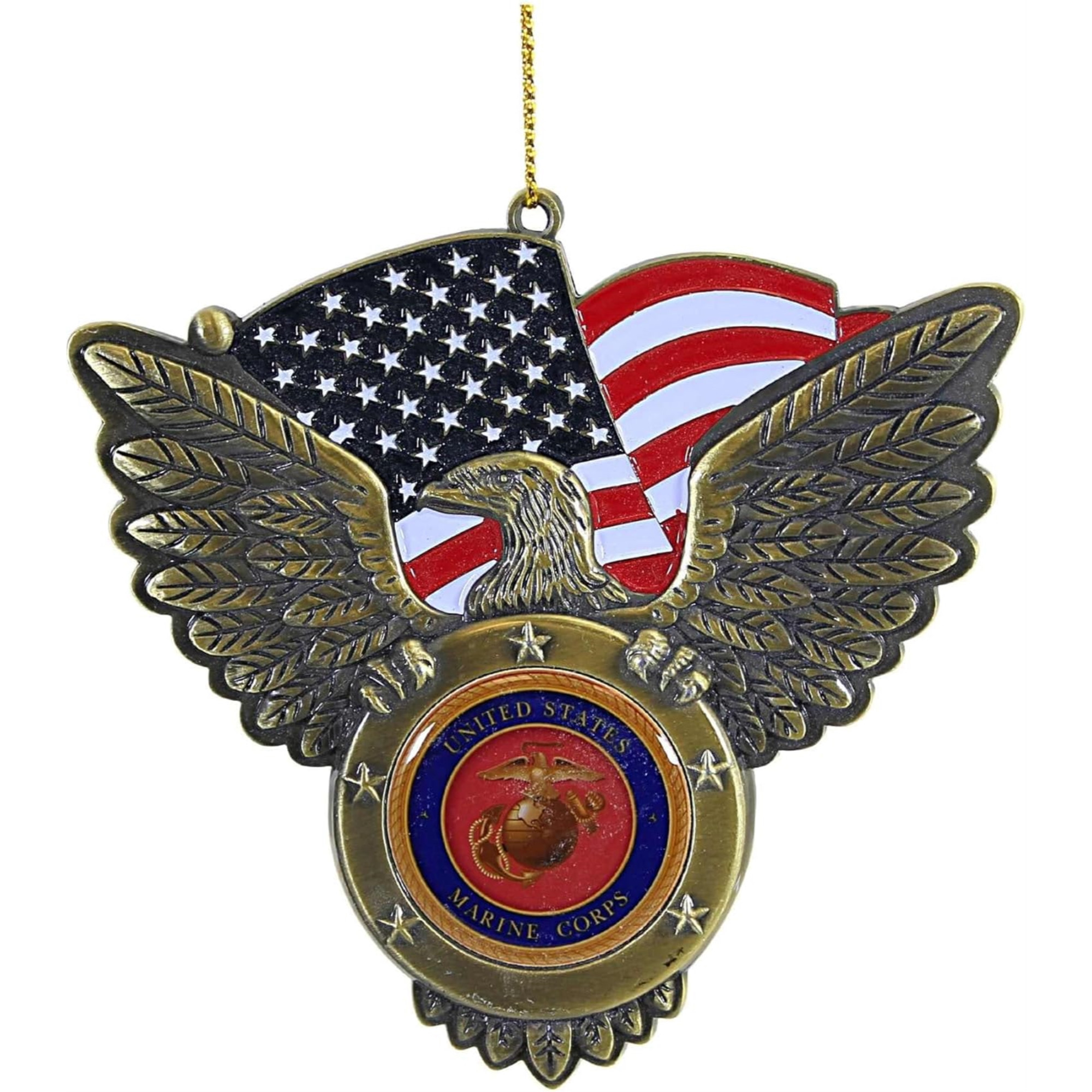 Kurt Adler Metal Ornament for Christmas Tree, U.S. Marine Corps Eagle with Seal, 4"