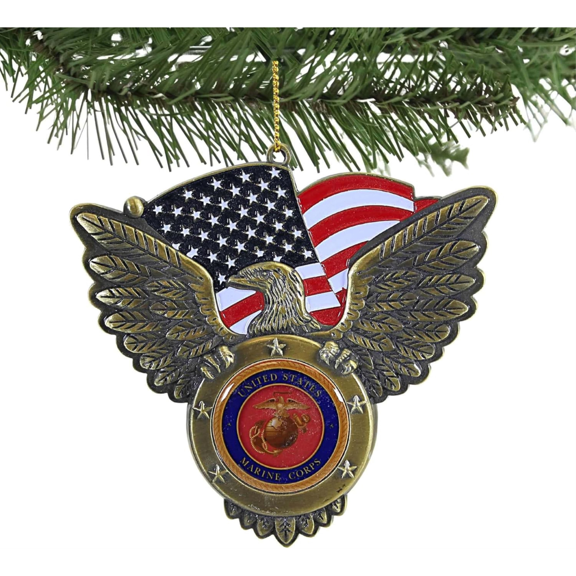 Kurt Adler Metal Ornament for Christmas Tree, U.S. Marine Corps Eagle with Seal, 4"