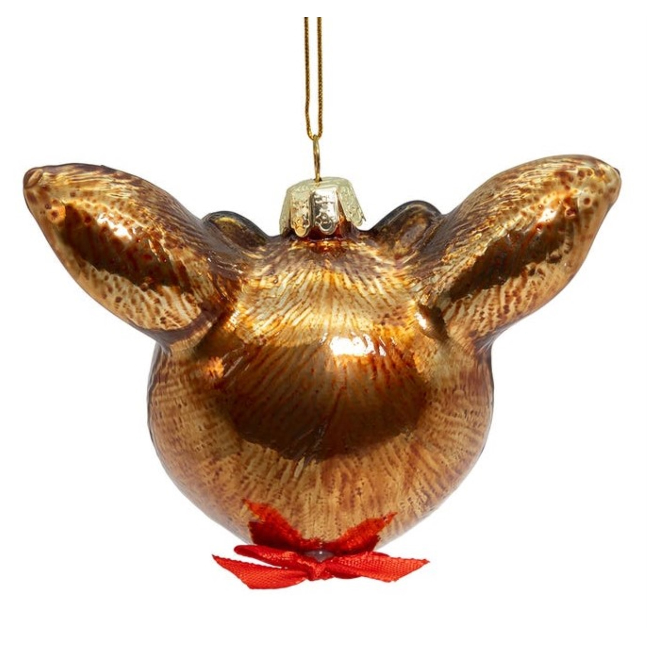 Kurt Adler Glass Ornament for Christmas Tree, Rudolph The Red Nose Reindeer Rudolph Head, 3.75"