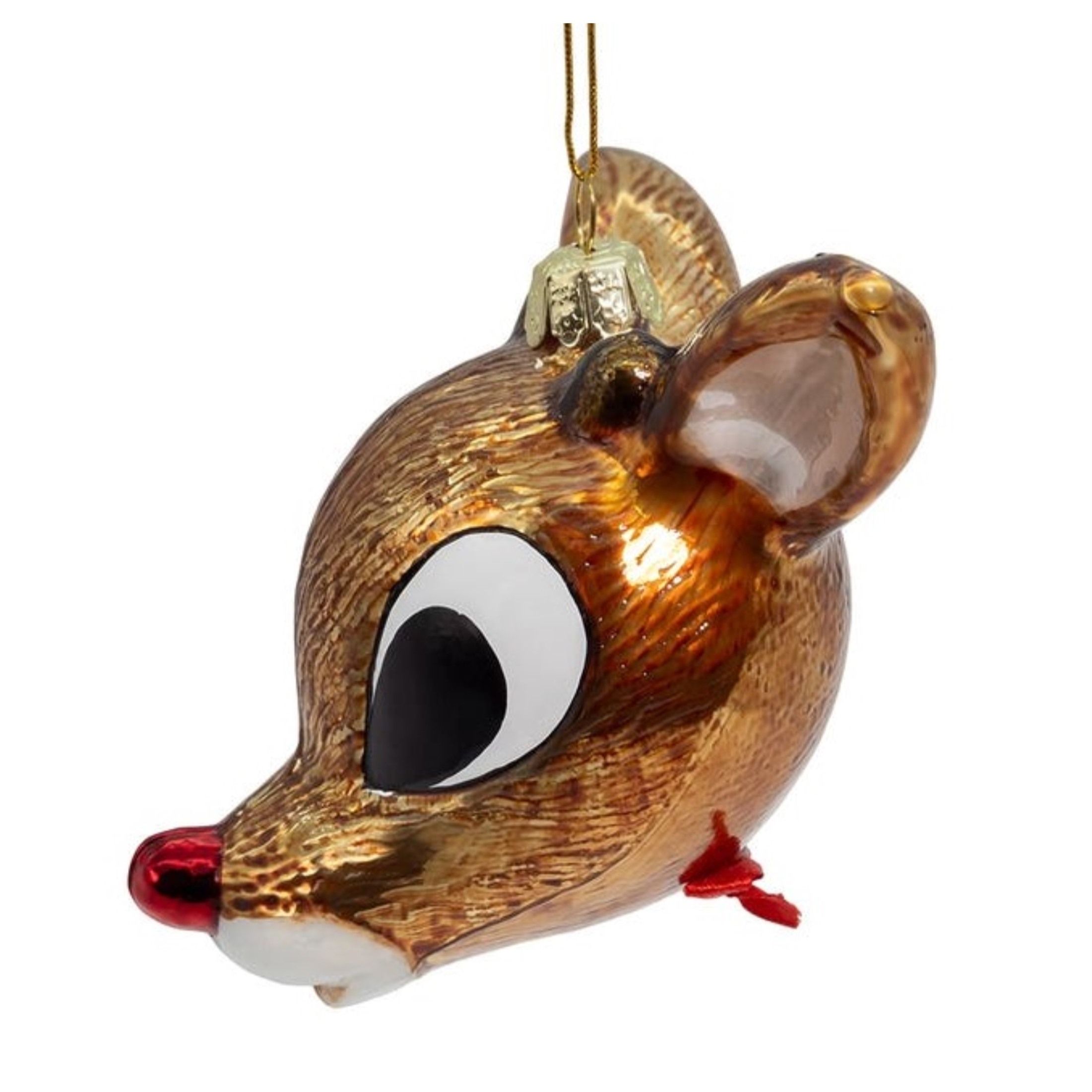 Kurt Adler Glass Ornament for Christmas Tree, Rudolph The Red Nose Reindeer Rudolph Head, 3.75"