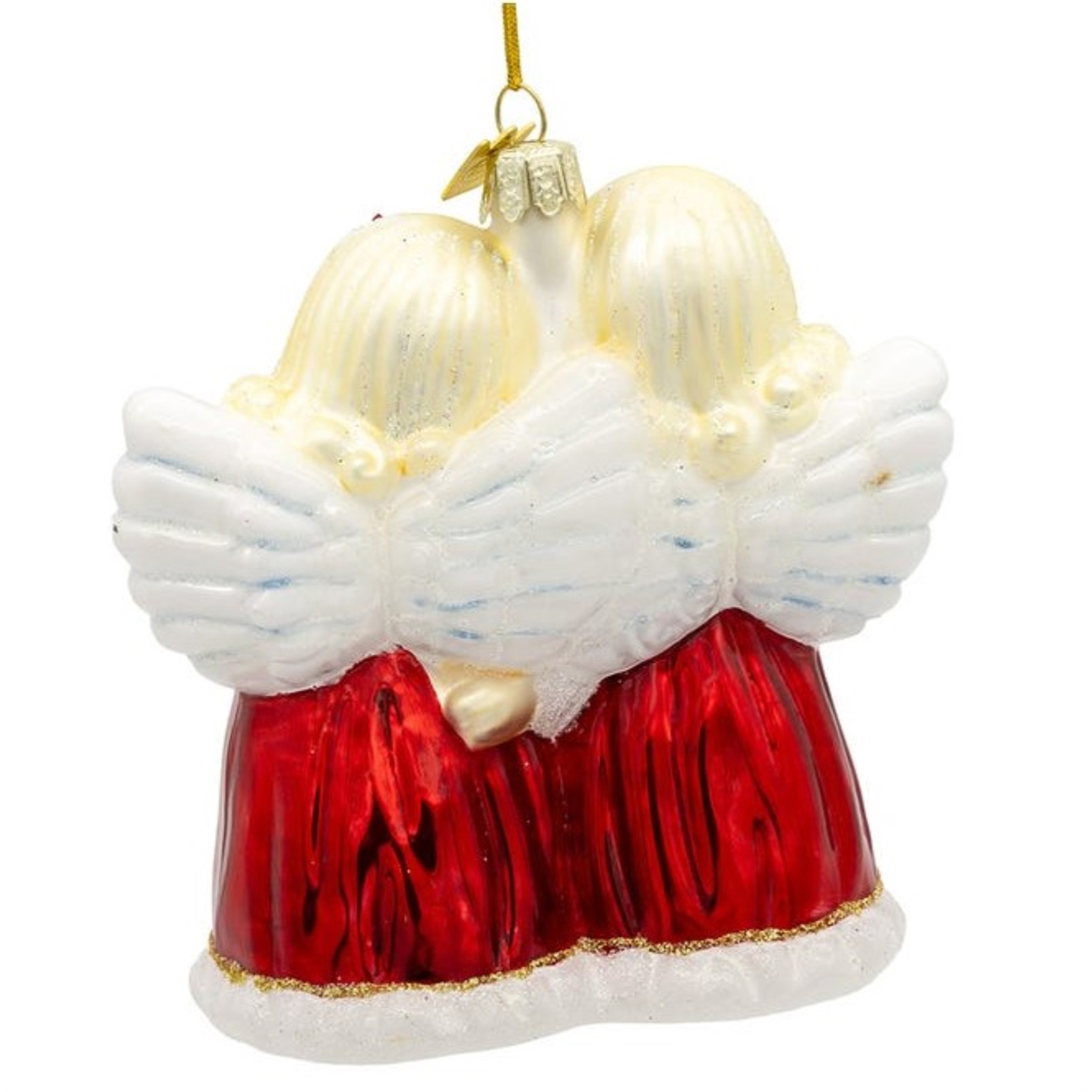 Kurt Adler Noble Gems Glass Ornament for Christmas Tree, Angels with Bag of Gifts, 4"