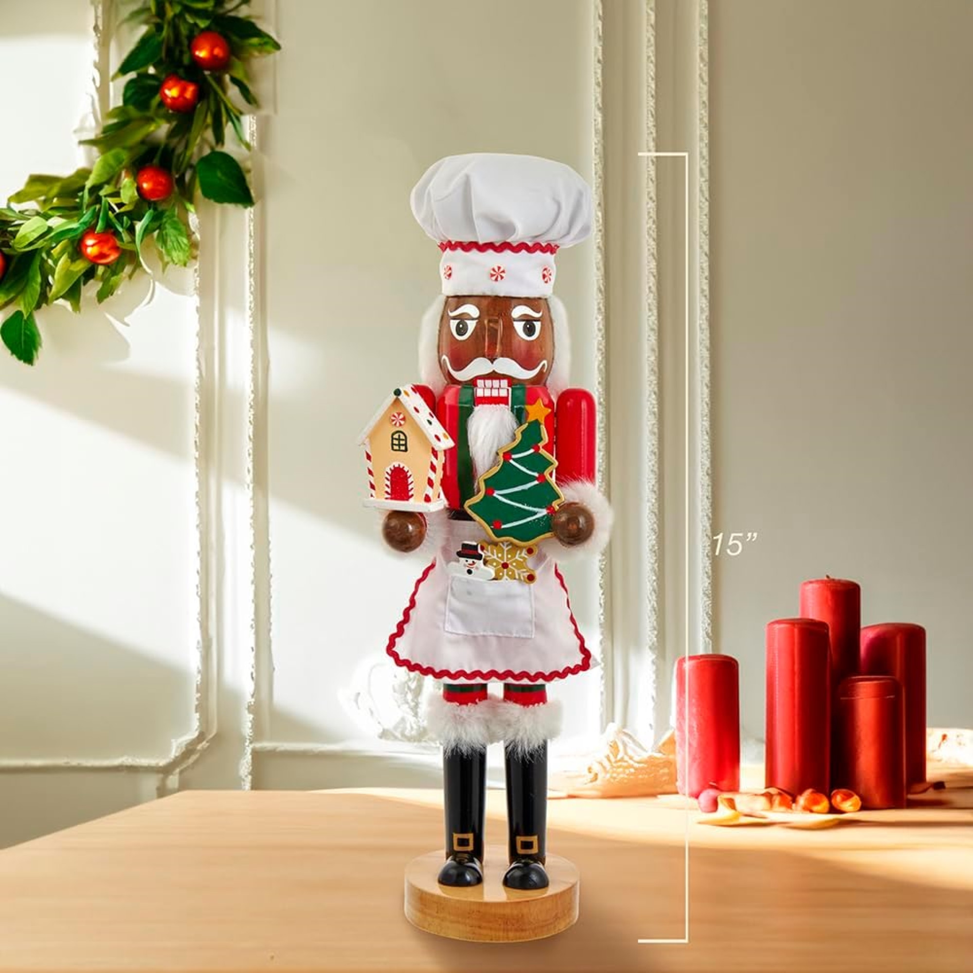Kurt Adler Wooden Nutcracker Collection, African American Chef, 15"