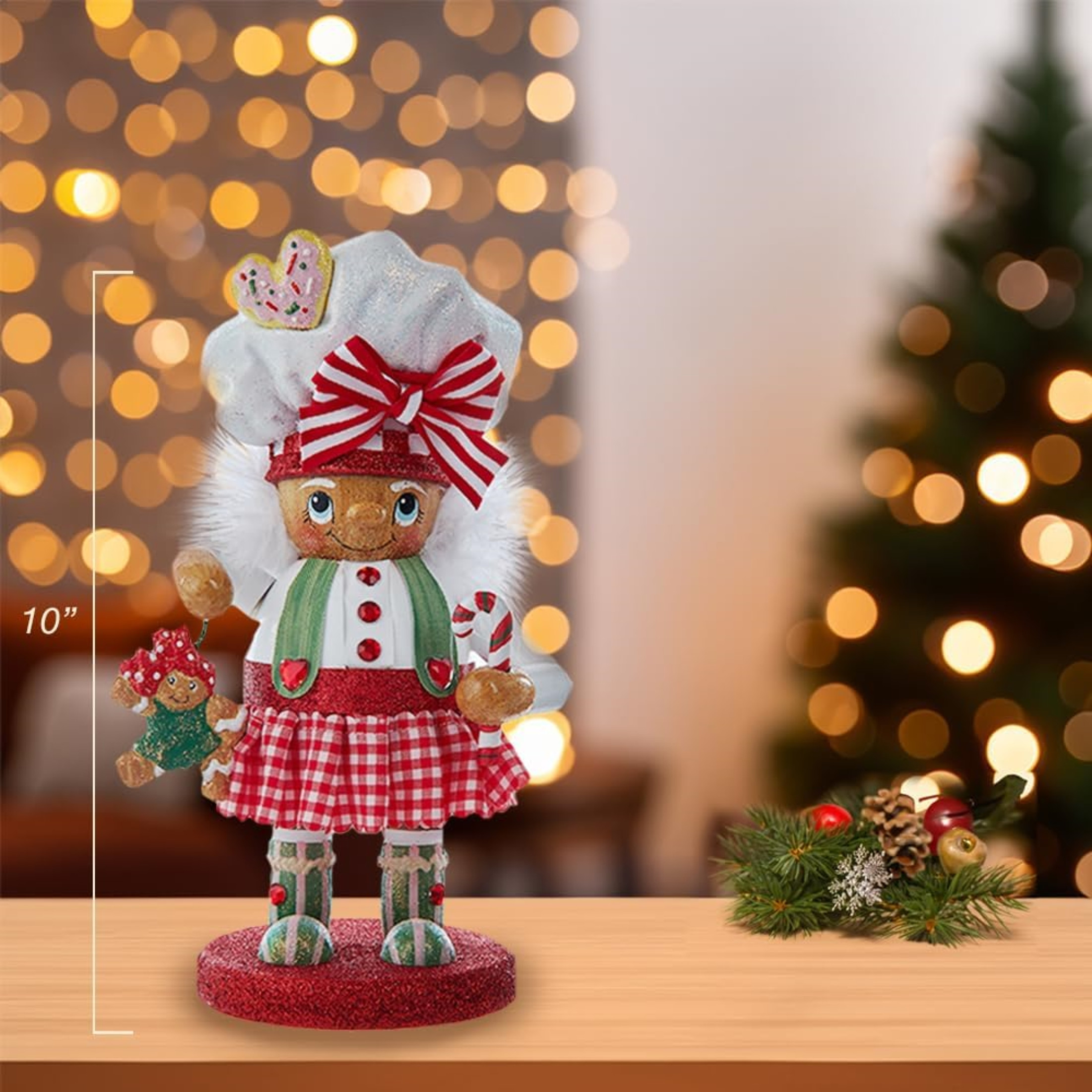 Kurt Adler Hollywood Wooden Nutcracker Collection, Gingerbread Baker Girl, 10" Kurt Adler Hollywood Wooden Nutcracker Collection, Gingerbread Baker Girl, 10"